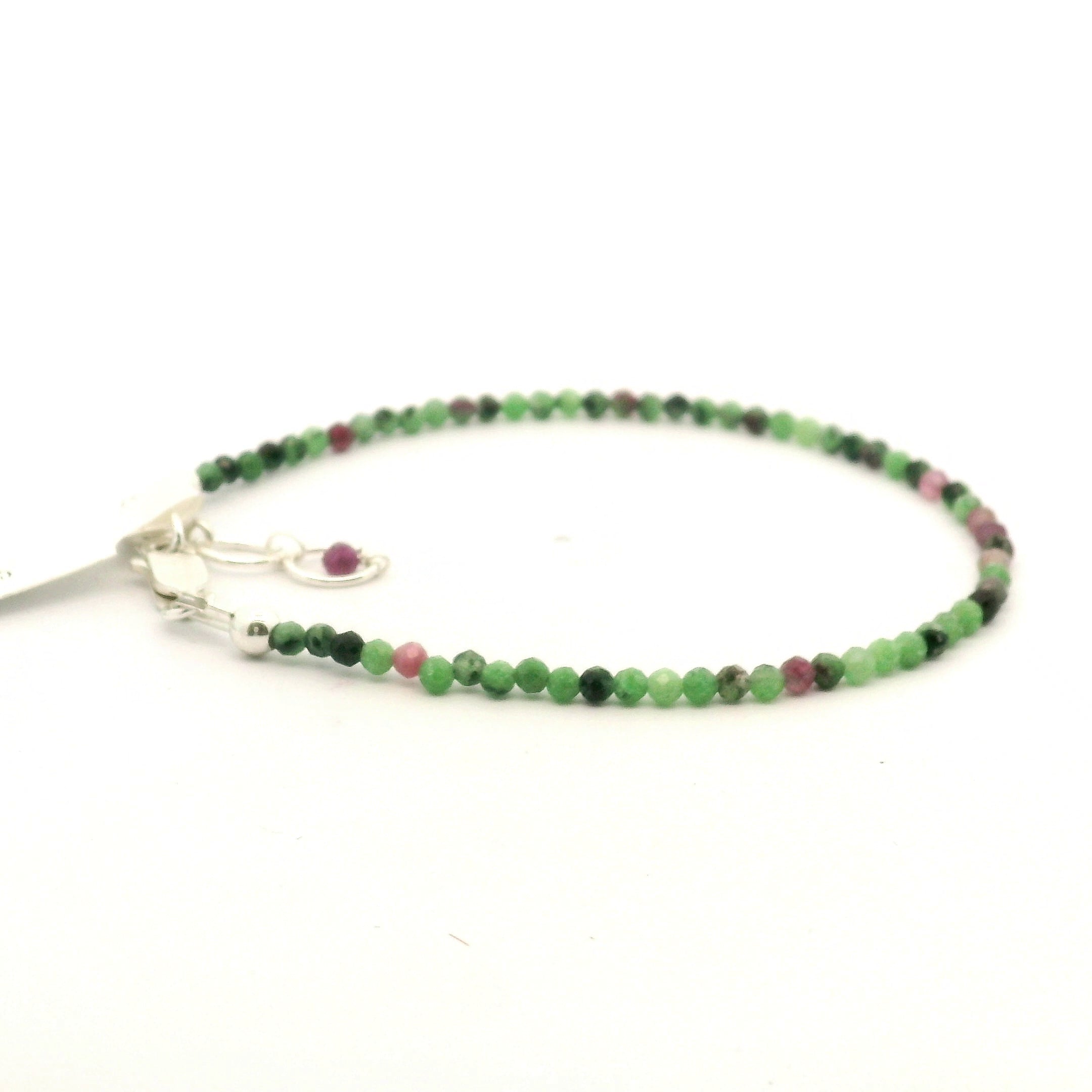 Ruby in Zoisite Micro Faceted Bracelet 925 Silver for Passion and Rejuvenation