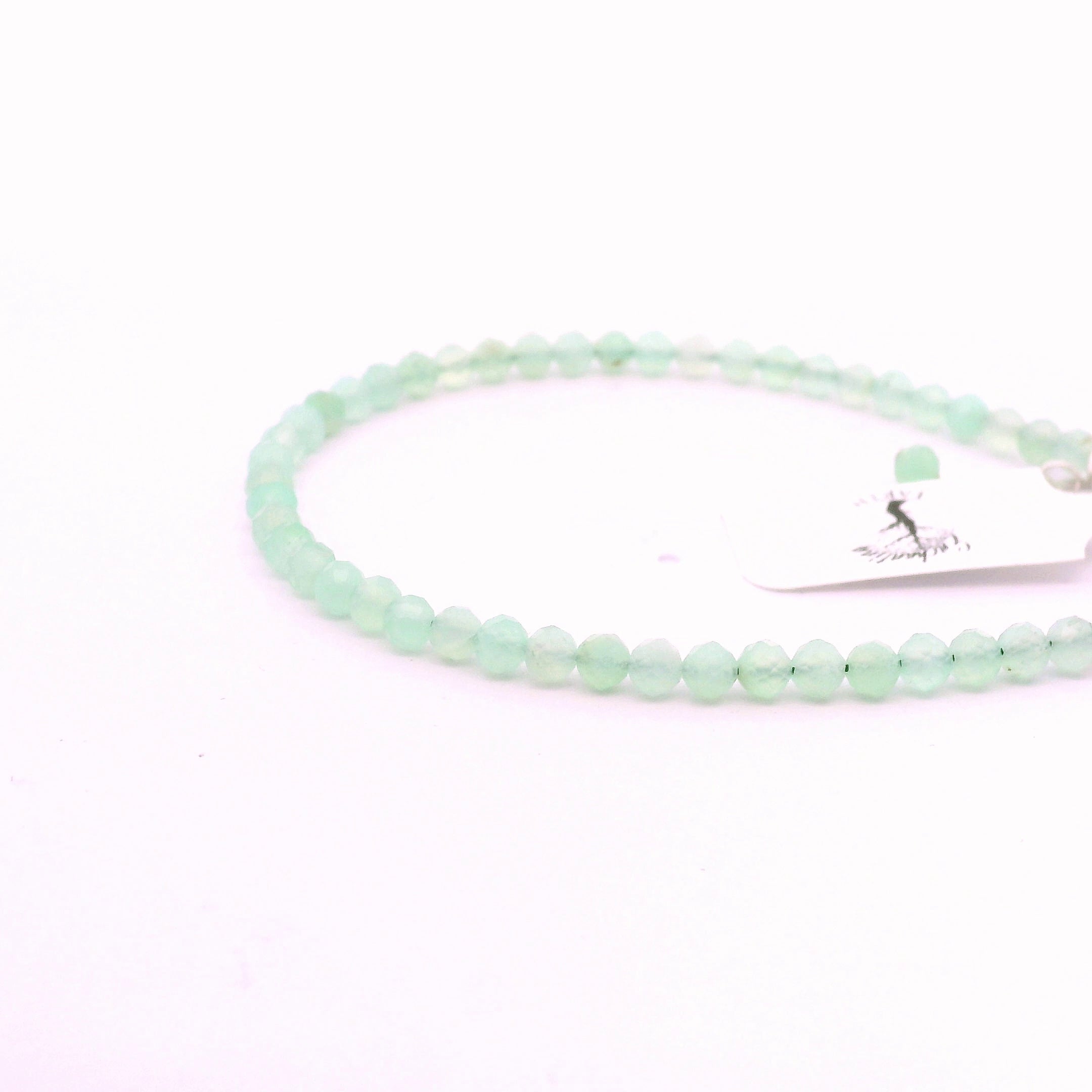 Chrysoprase Micro Faceted Bracelet 925 Silver for Abundance and Growth