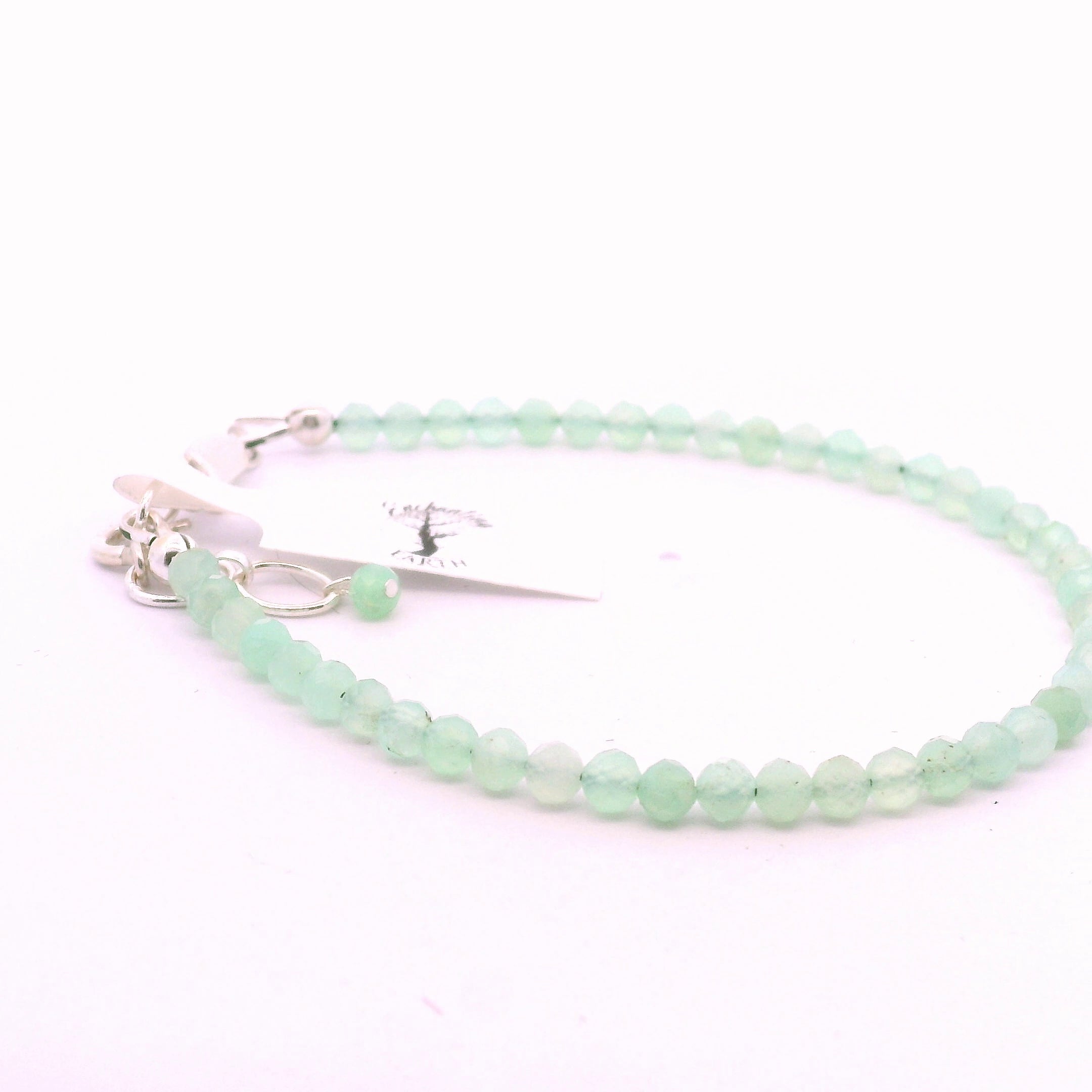 Chrysoprase Micro Faceted Bracelet 925 Silver for Abundance and Growth