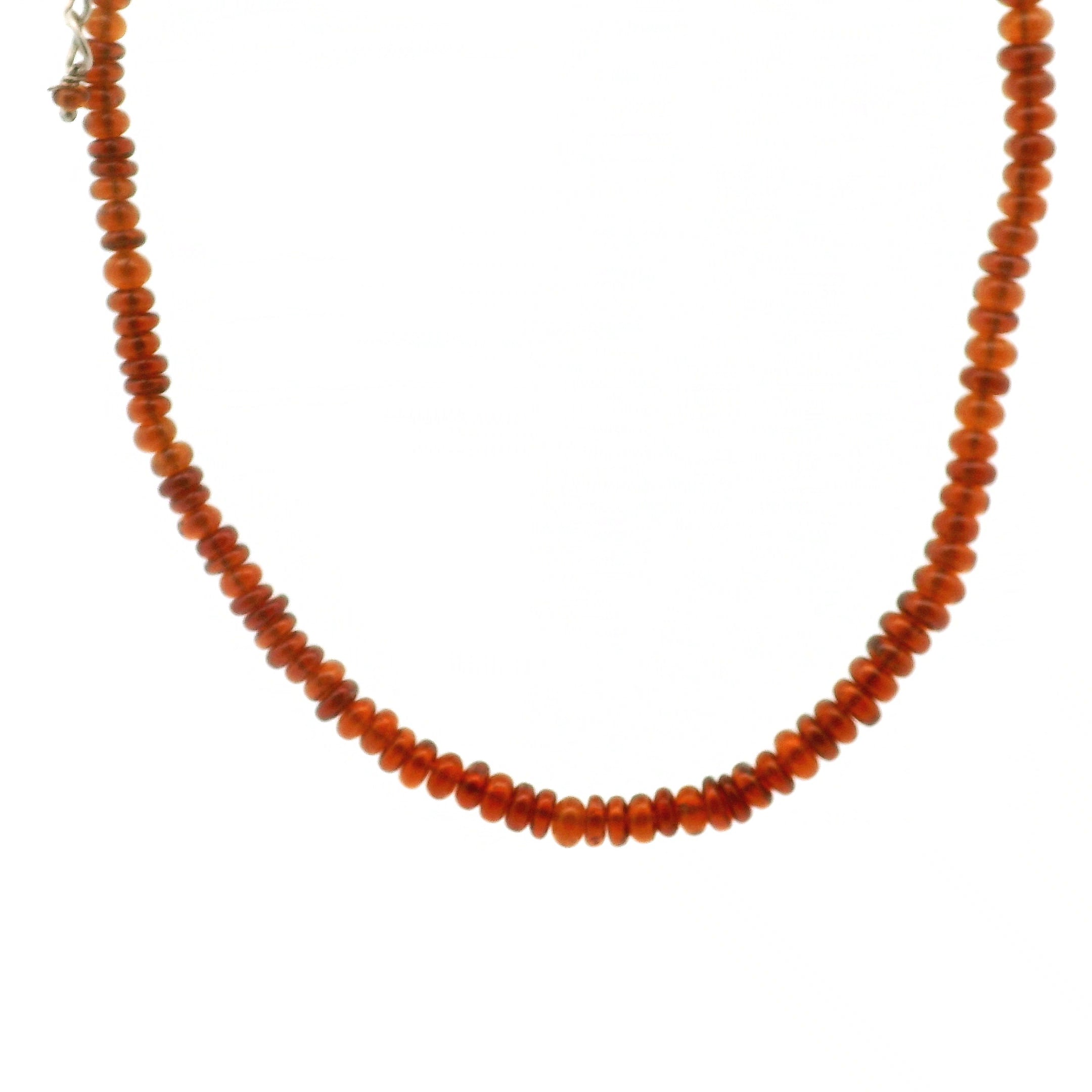 Hessonite Garnet Rondelle Necklace 925 Silver for Manifesting Success in your Career, Protection and Wealth