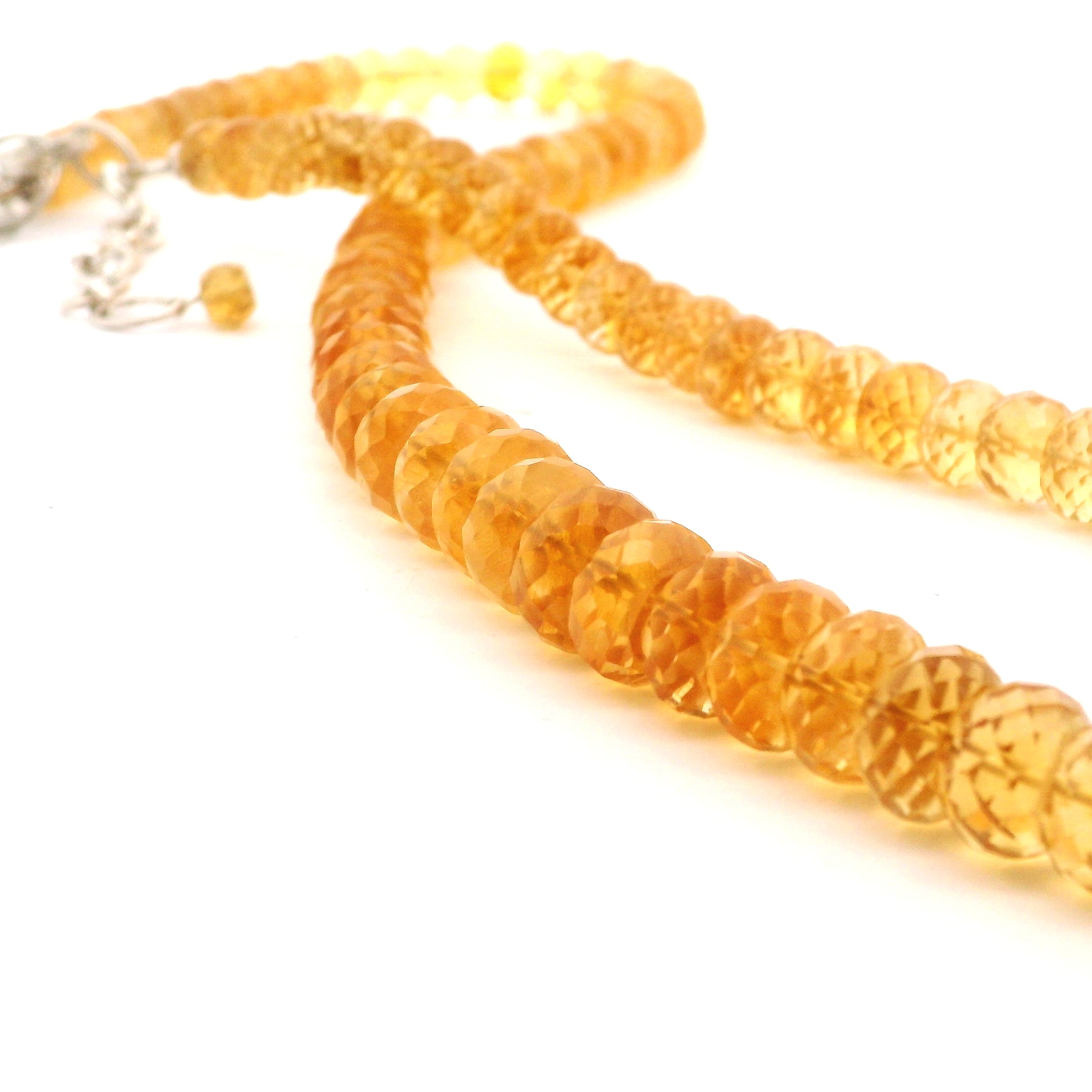 Citrine Faceted Rondelle Necklace 925 Silver for Manifesting Success, Abundance, Joy and Wealth