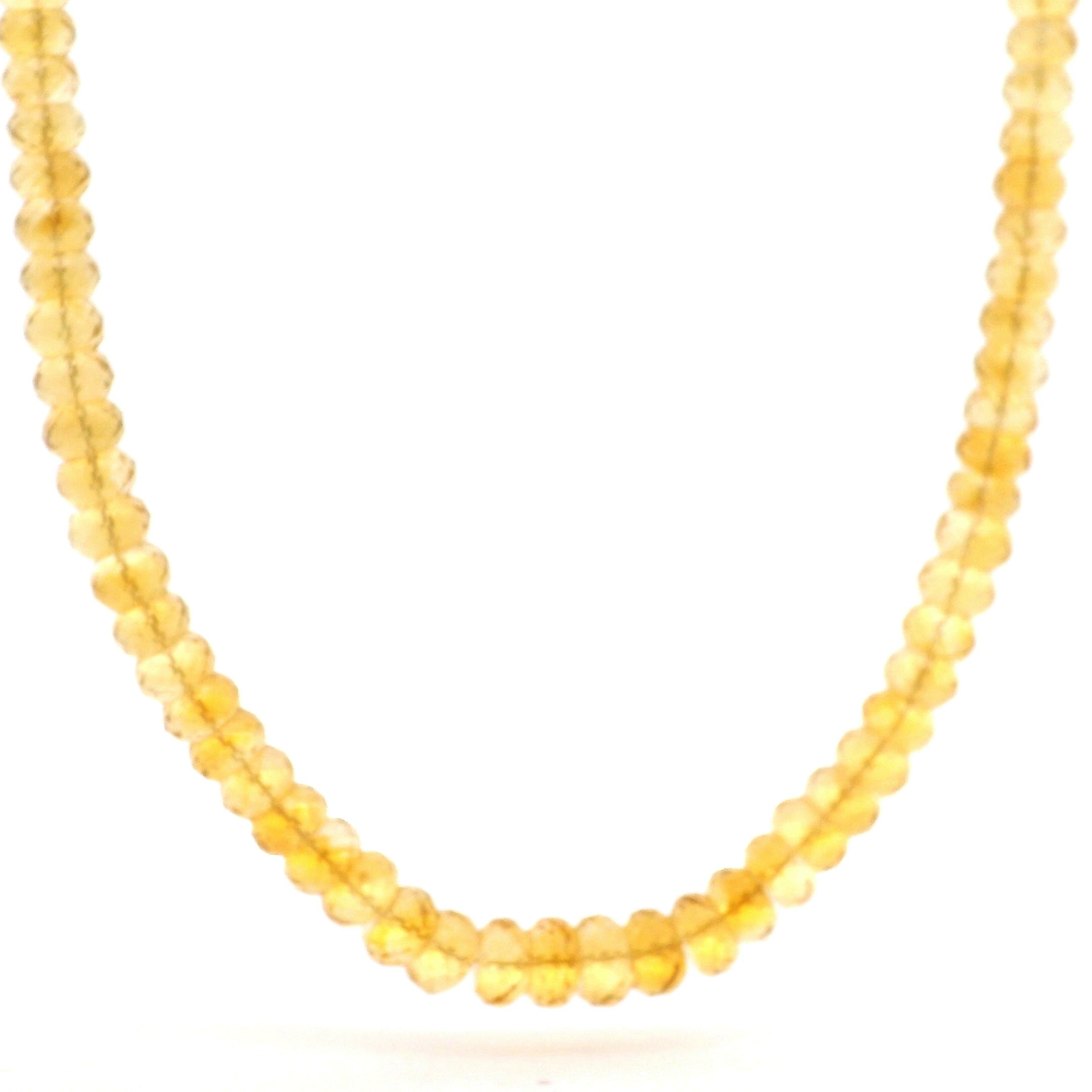 Citrine Faceted Rondelle Necklace 925 Silver for Manifesting Success, Abundance, Joy and Wealth