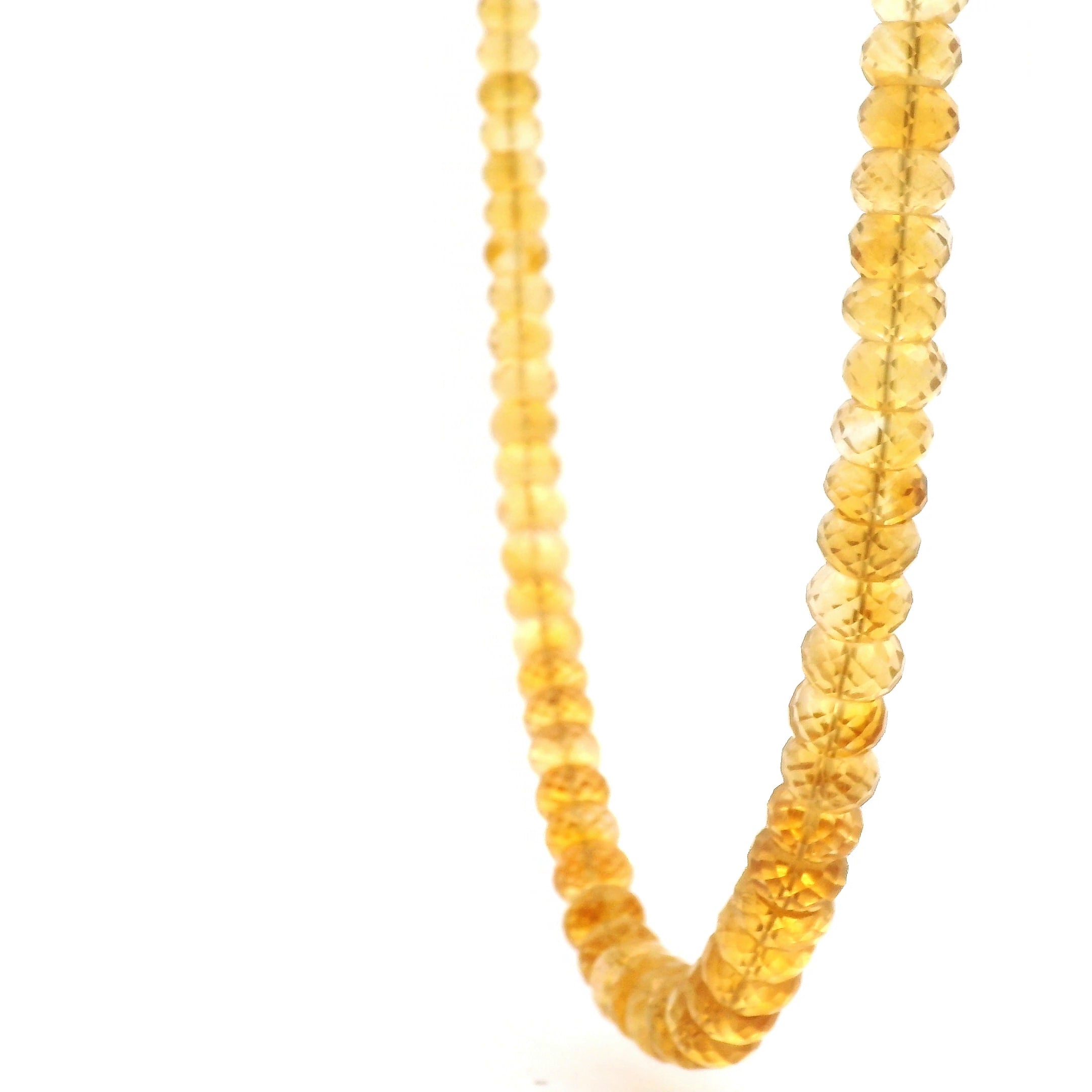 Citrine Faceted Rondelle Necklace 925 Silver for Manifesting Success, Abundance, Joy and Wealth