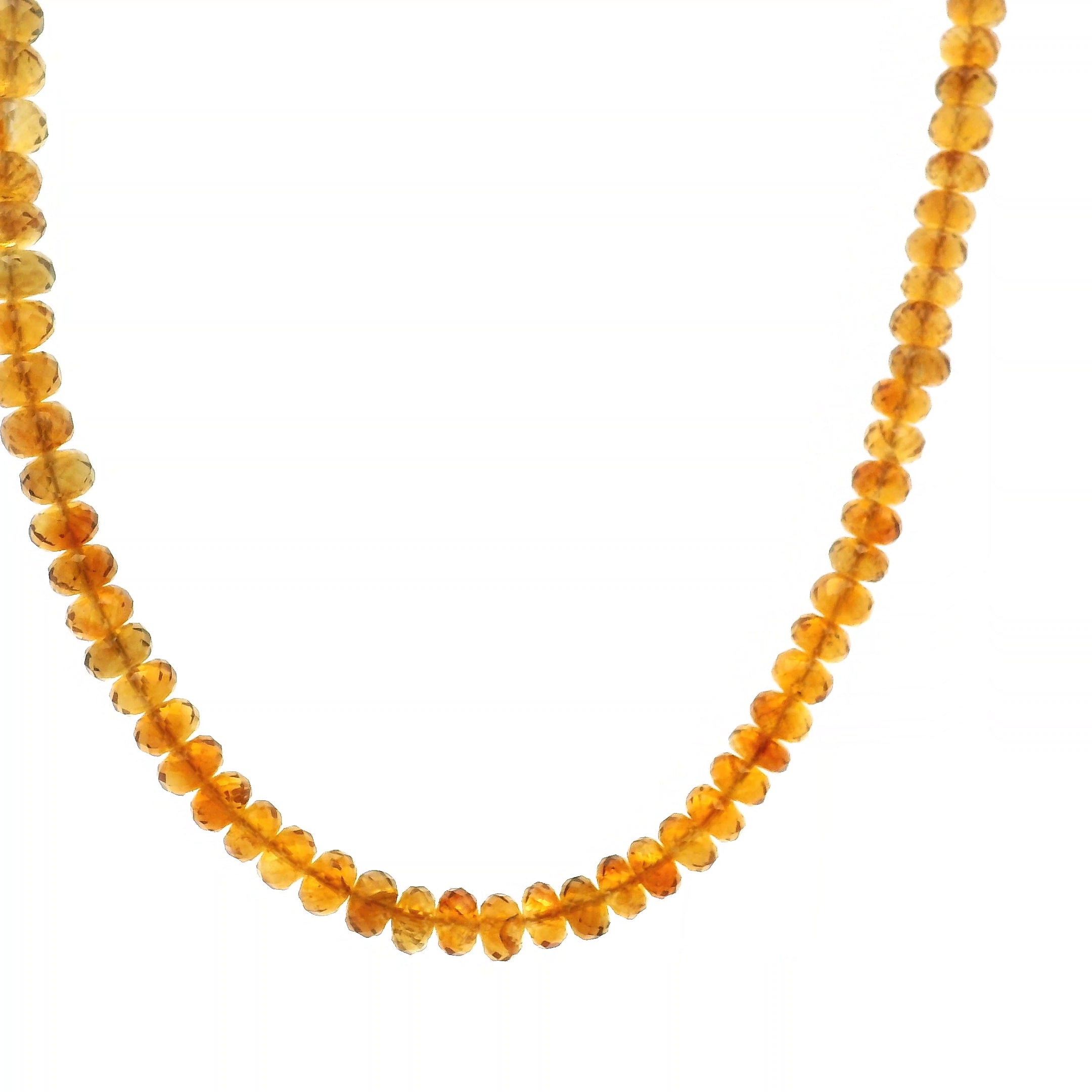 Citrine Faceted Rondelle Necklace 925 Silver for Manifesting Success, Abundance, Joy and Wealth