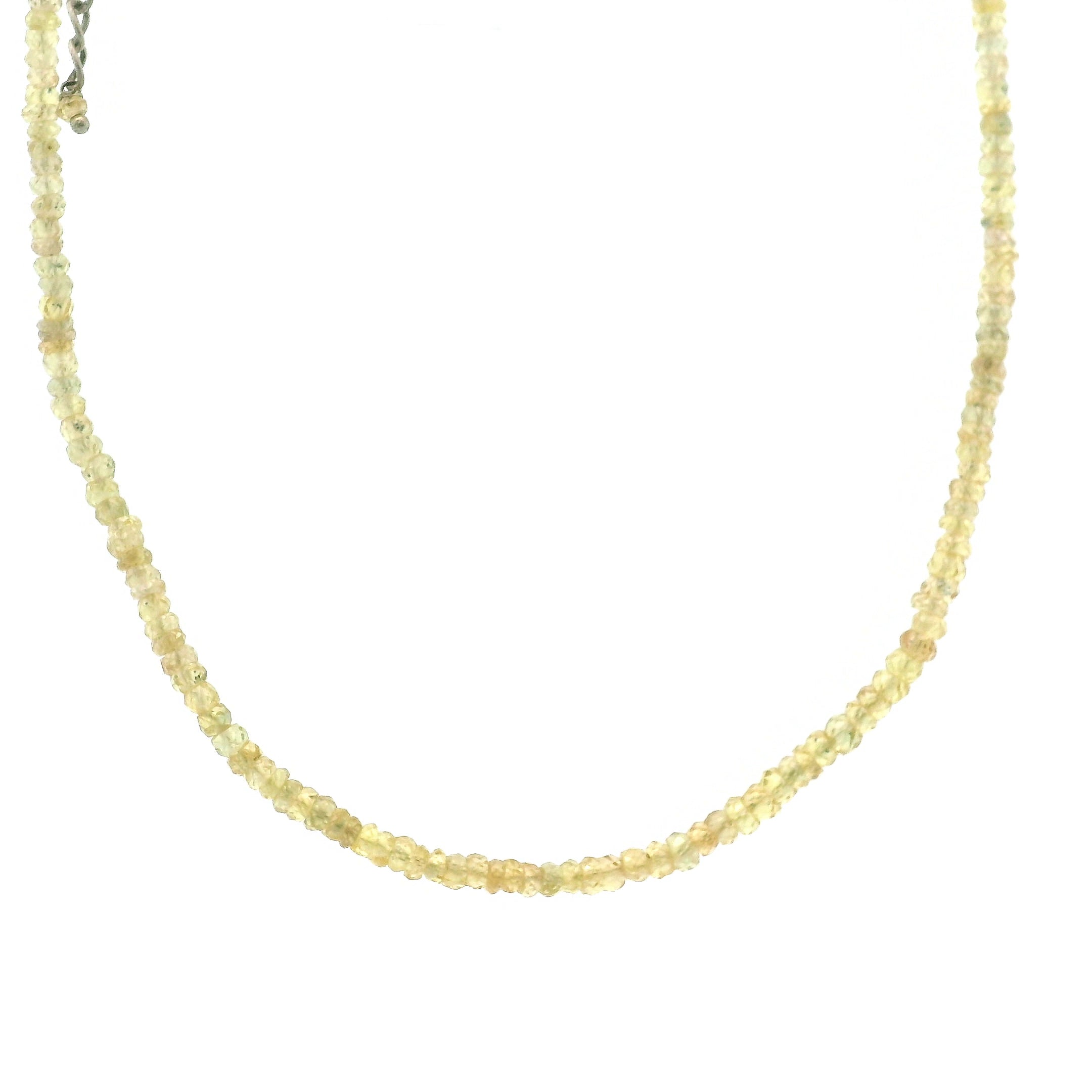 Yellow Sapphire Micro Faceted Necklace 925 Silver for Good Luck and Confidence
