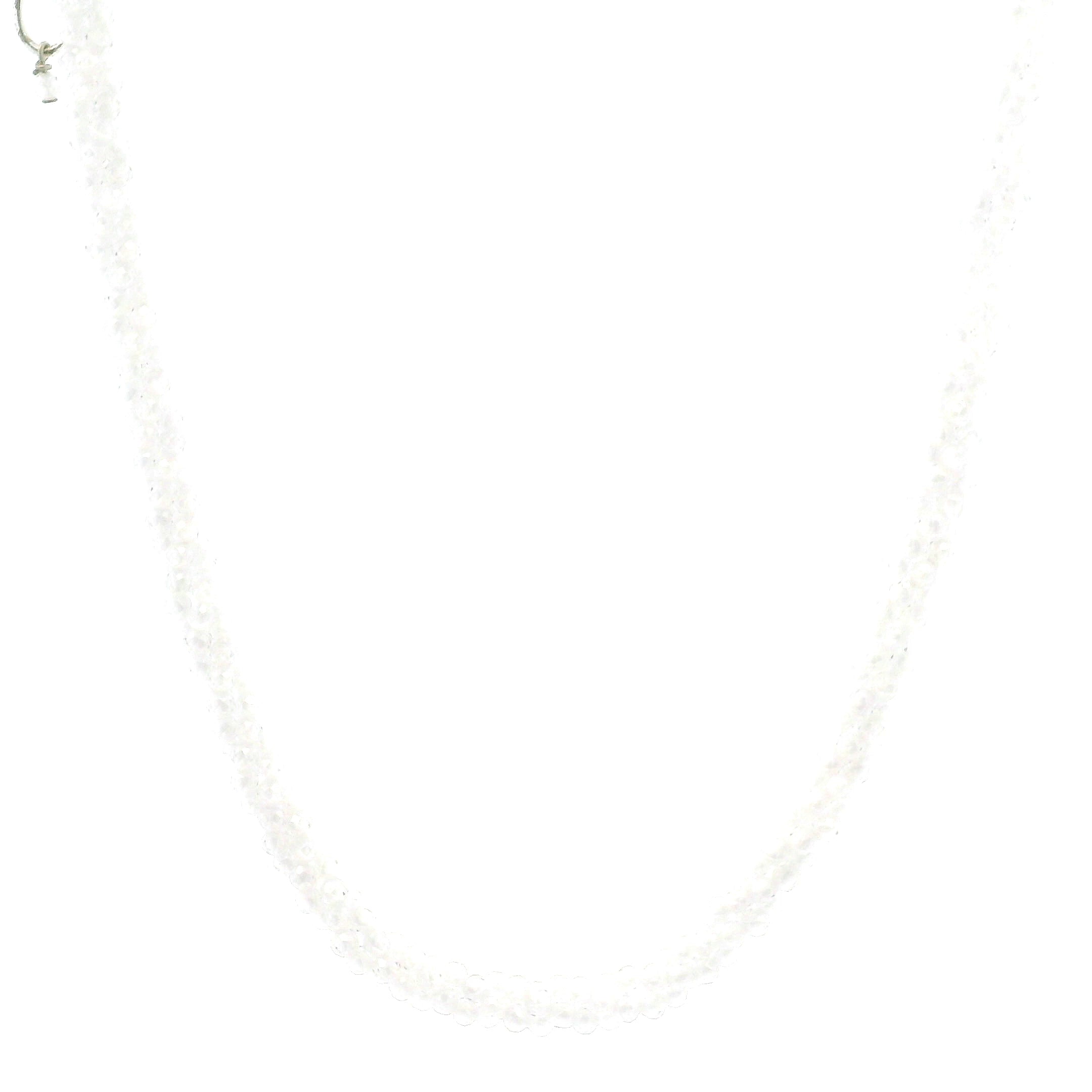 White Zircon Braided Micro Faceted Necklace 925 Silver for Transformation and Manifestation