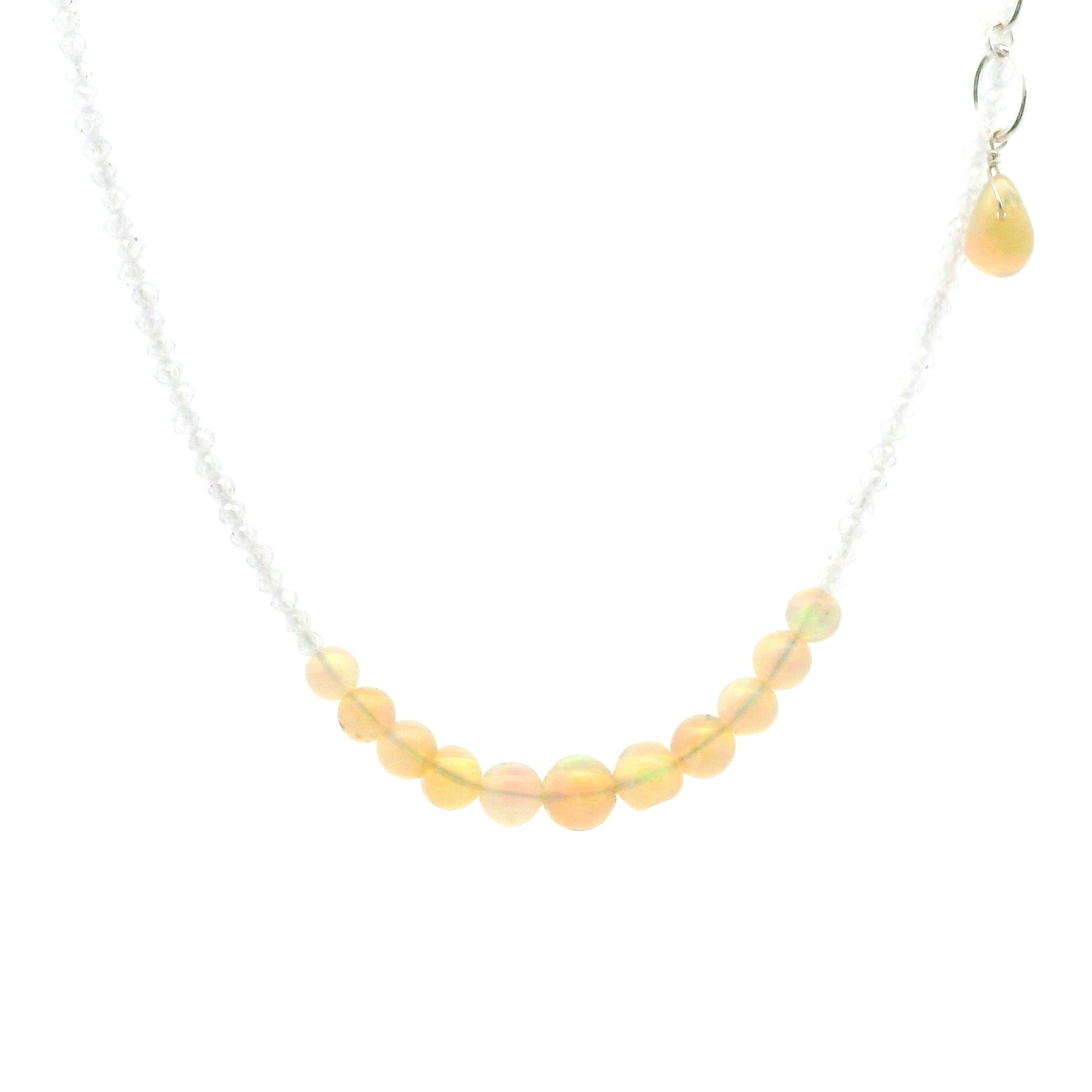 Chocolate Opal & White Zircon Micro Faceted Necklace 925 Silver for Transformation and Creativity