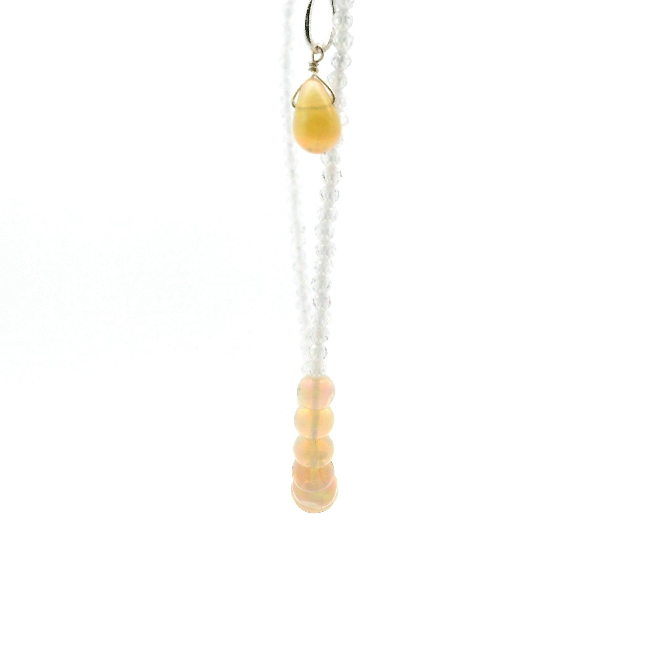 Chocolate Opal & White Zircon Micro Faceted Necklace 925 Silver for Transformation and Creativity