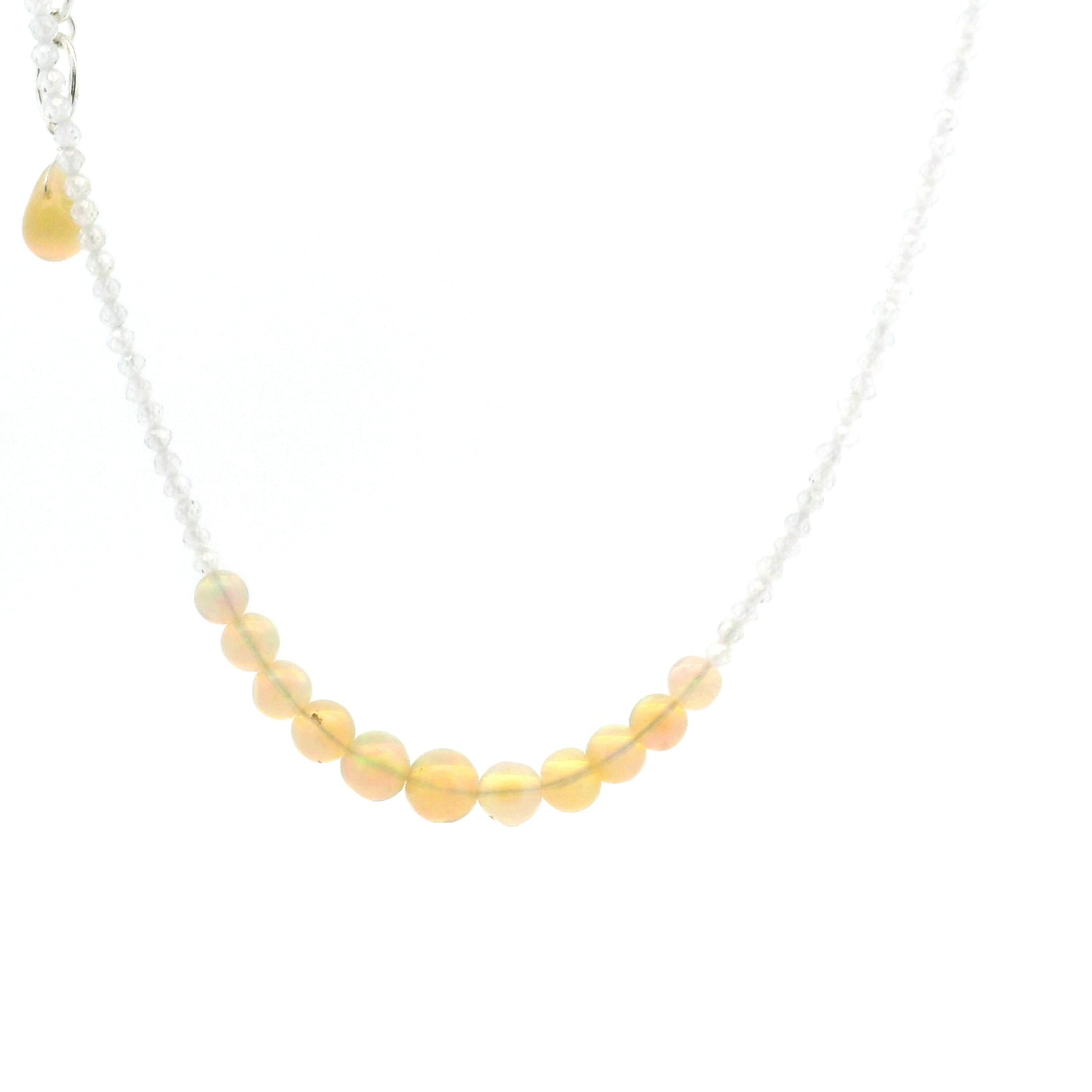 Chocolate Opal & White Zircon Micro Faceted Necklace 925 Silver for Transformation and Creativity