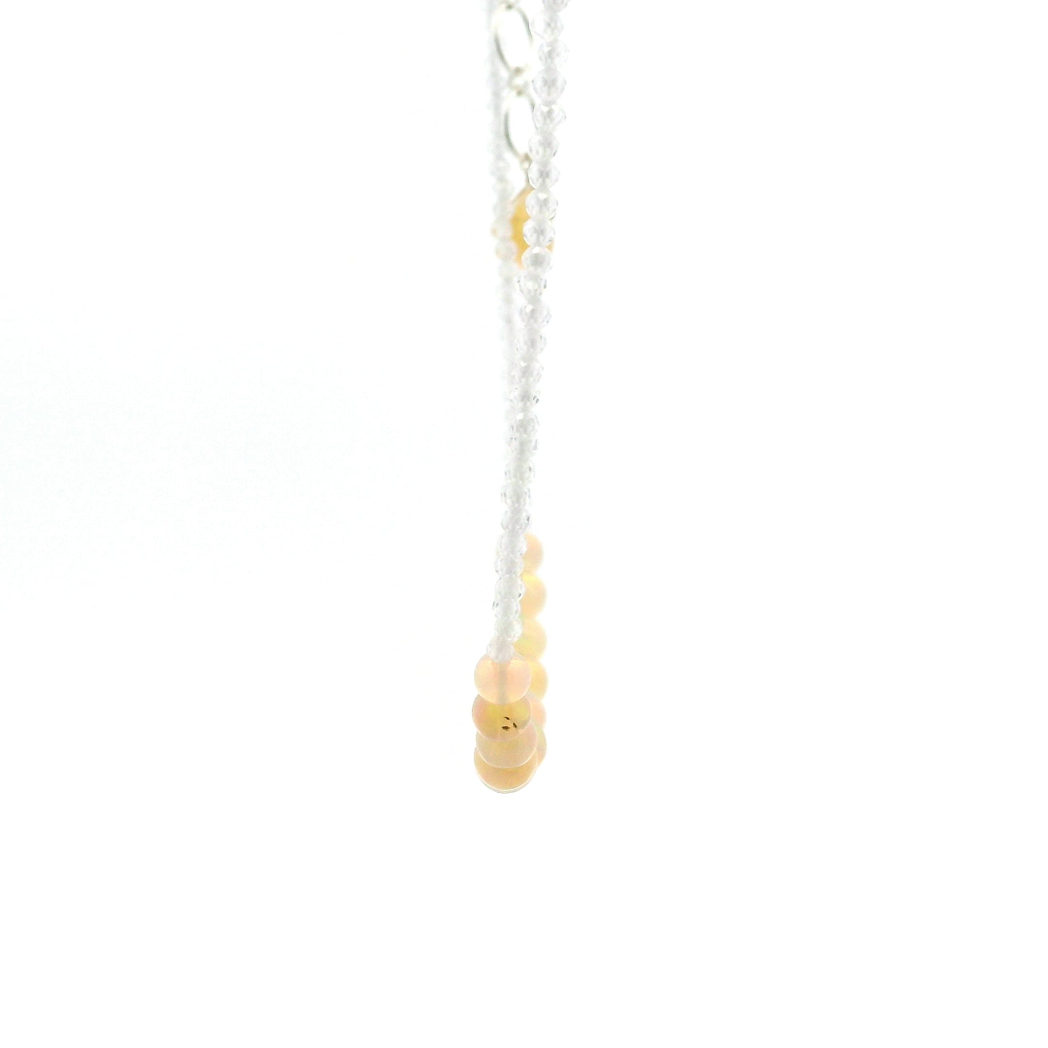 Chocolate Opal & White Zircon Micro Faceted Necklace 925 Silver for Transformation and Creativity