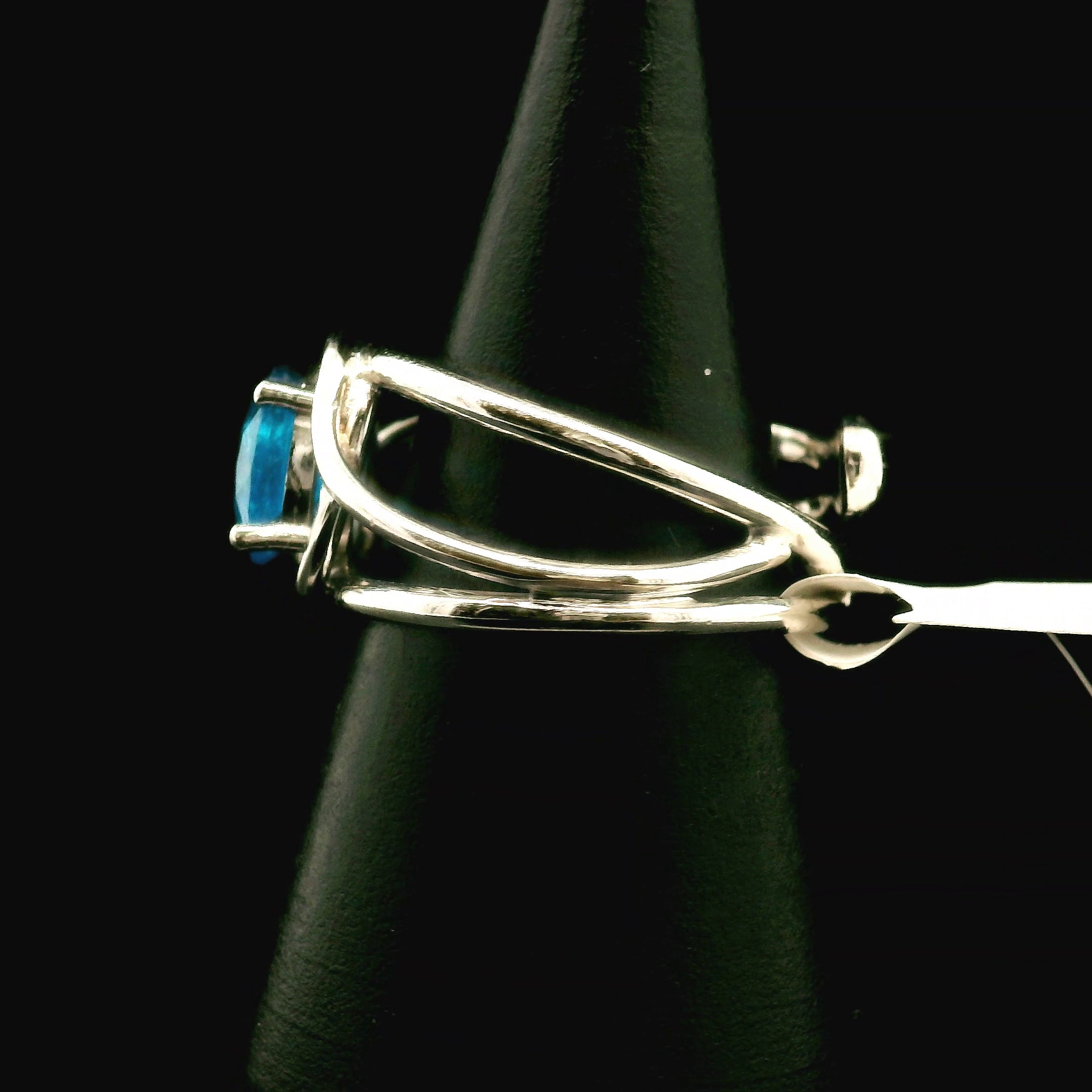 Neon Blue Apatite Midi Cuff Ring .925 Silver for Overall Health and Wellness