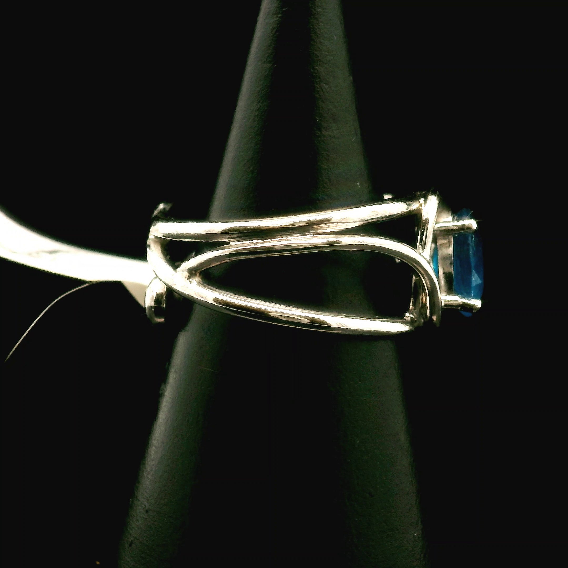 Neon Blue Apatite Midi Cuff Ring .925 Silver for Overall Health and Wellness