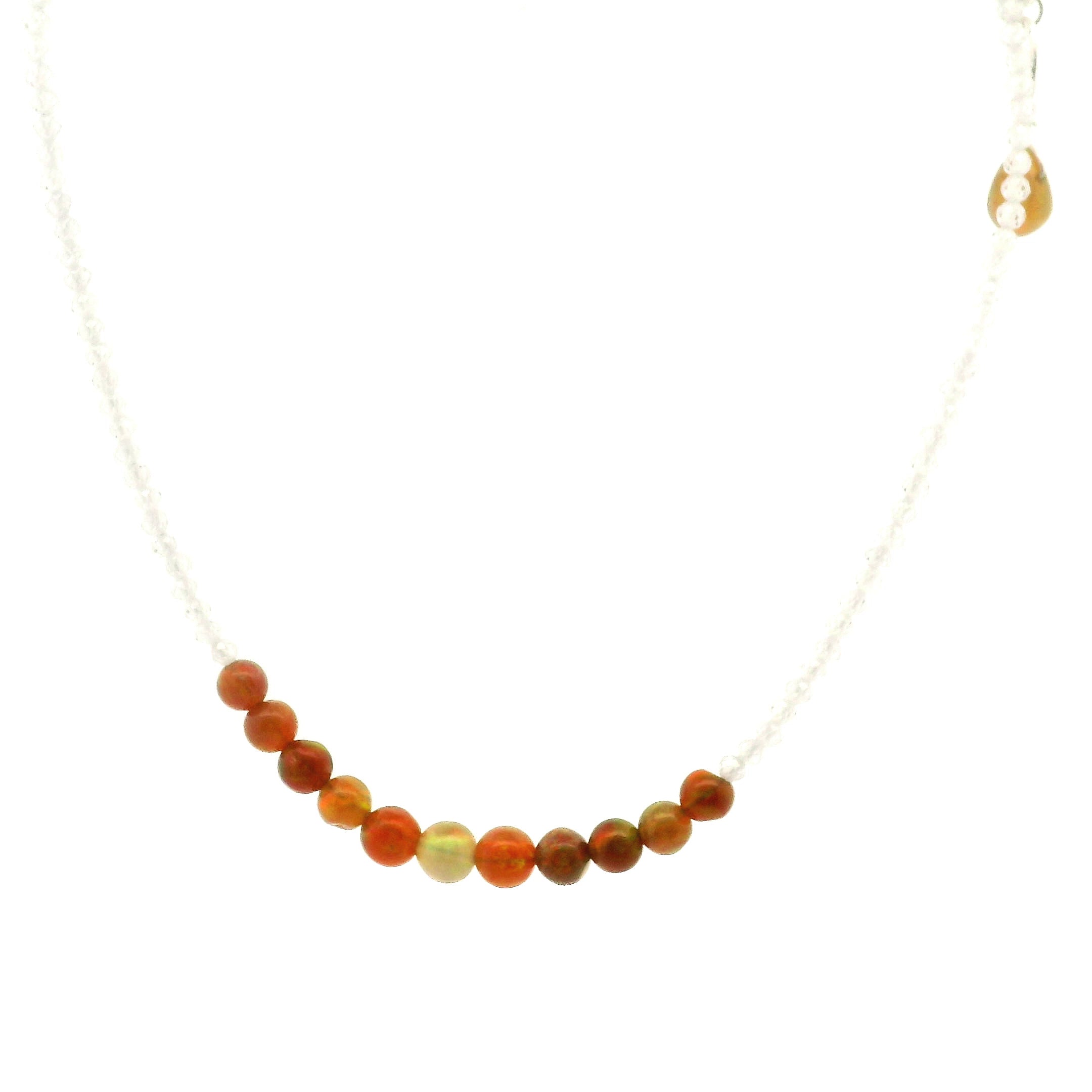 Chocolate Opal & White Zircon Micro Faceted Necklace 925 Silver for Transformation and Creativity