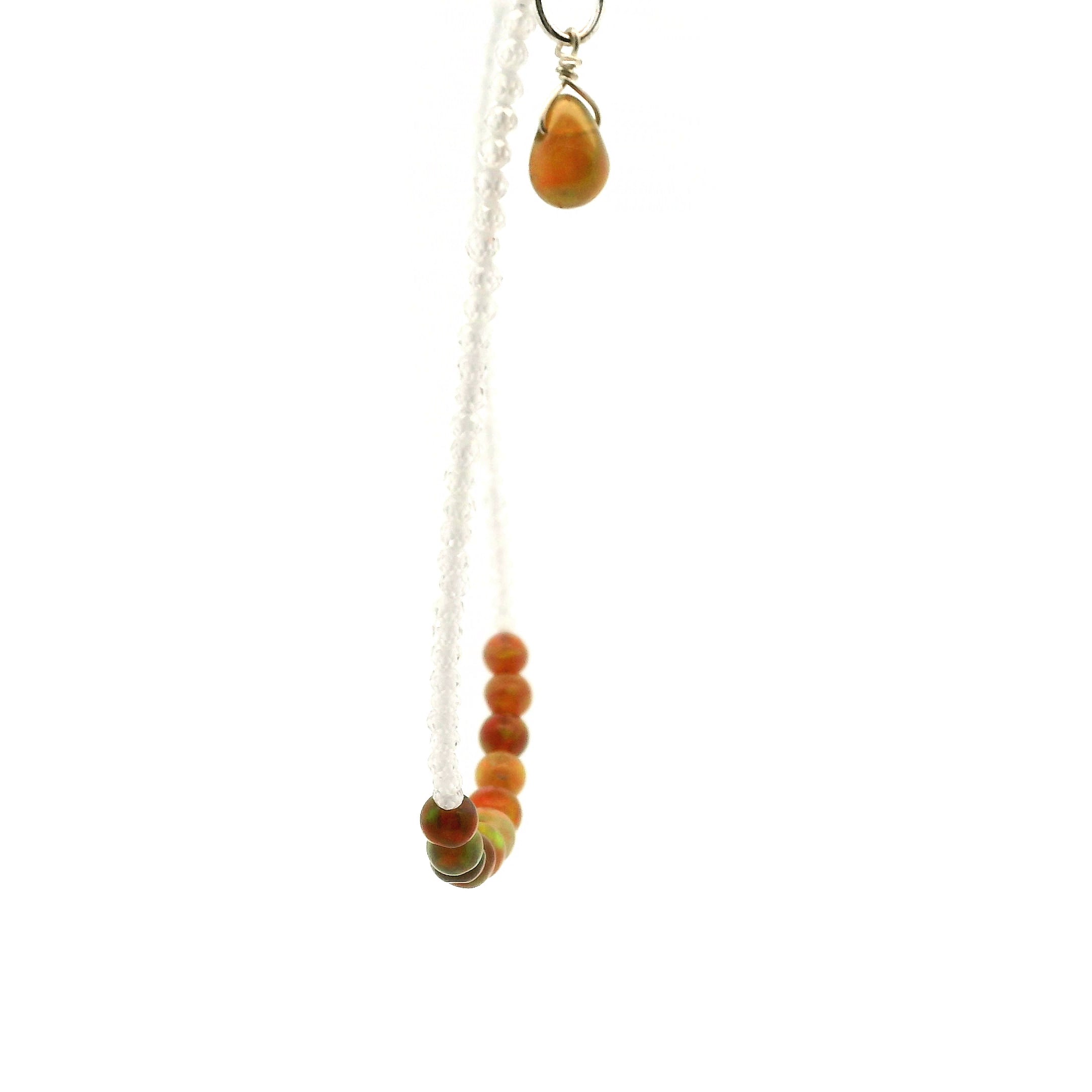 Chocolate Opal & White Zircon Micro Faceted Necklace 925 Silver for Transformation and Creativity