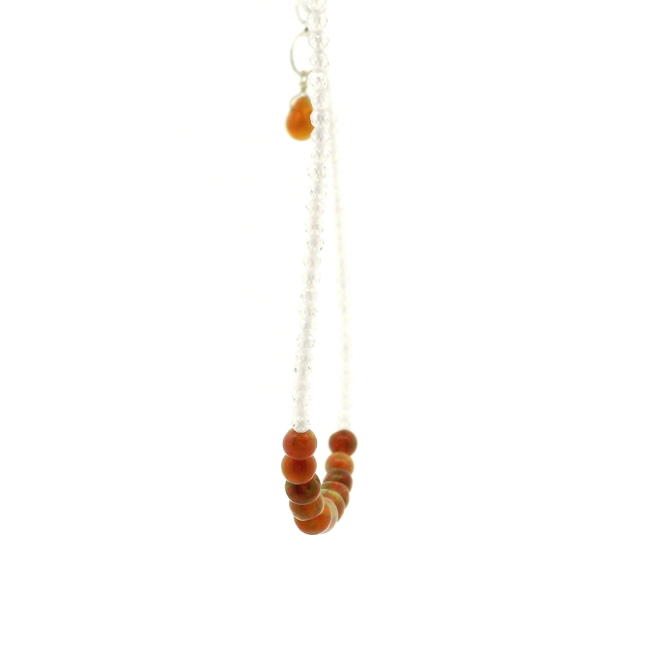 Chocolate Opal & White Zircon Micro Faceted Necklace 925 Silver for Transformation and Creativity