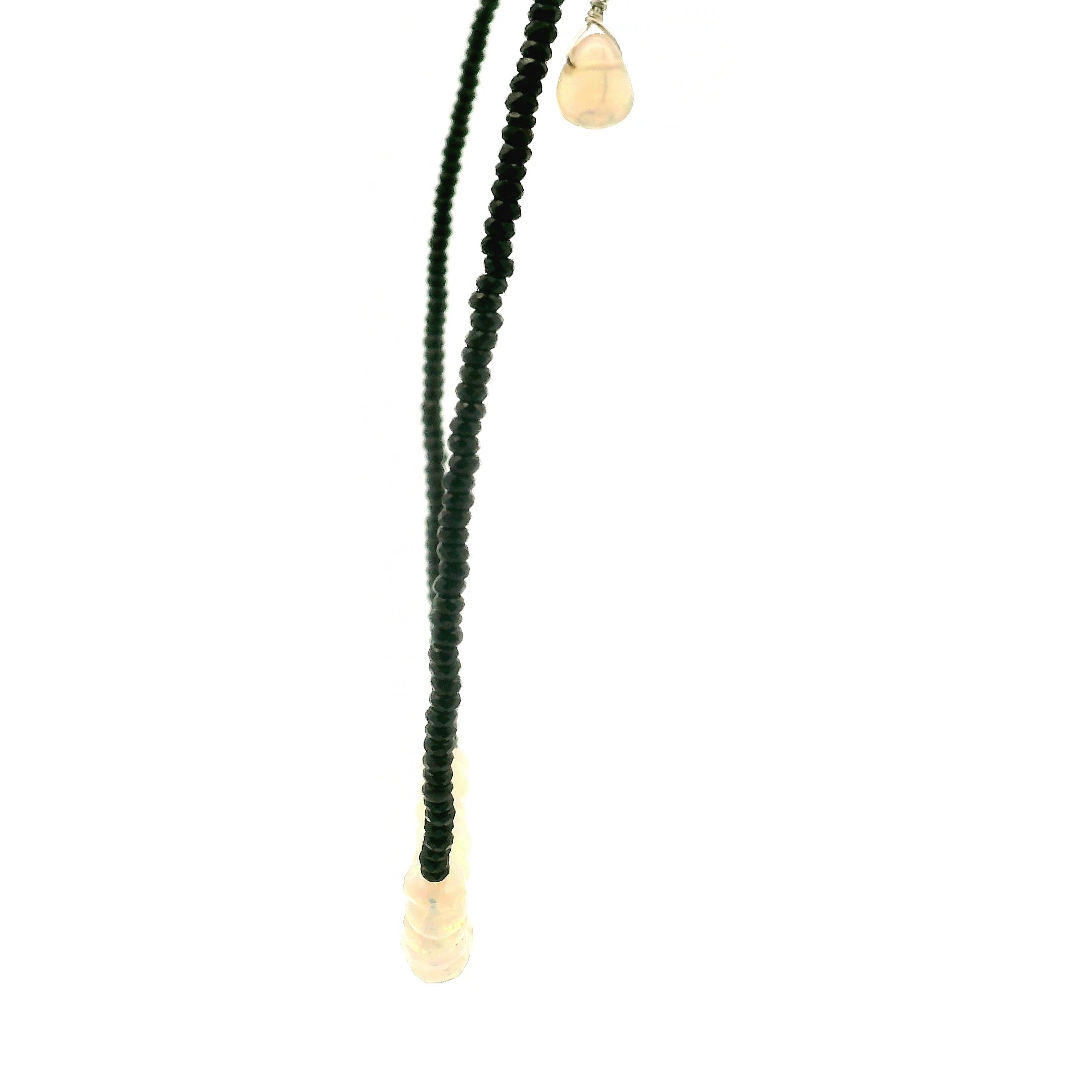 Opal & Black Spinel Micro Faceted Necklace 925 Silver for Protection and Creativity