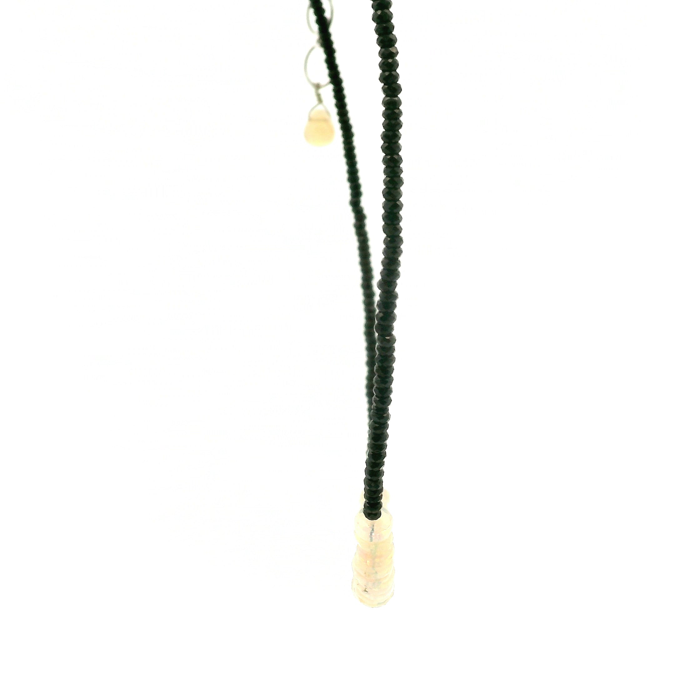 Opal & Black Spinel Micro Faceted Necklace 925 Silver for Protection and Creativity