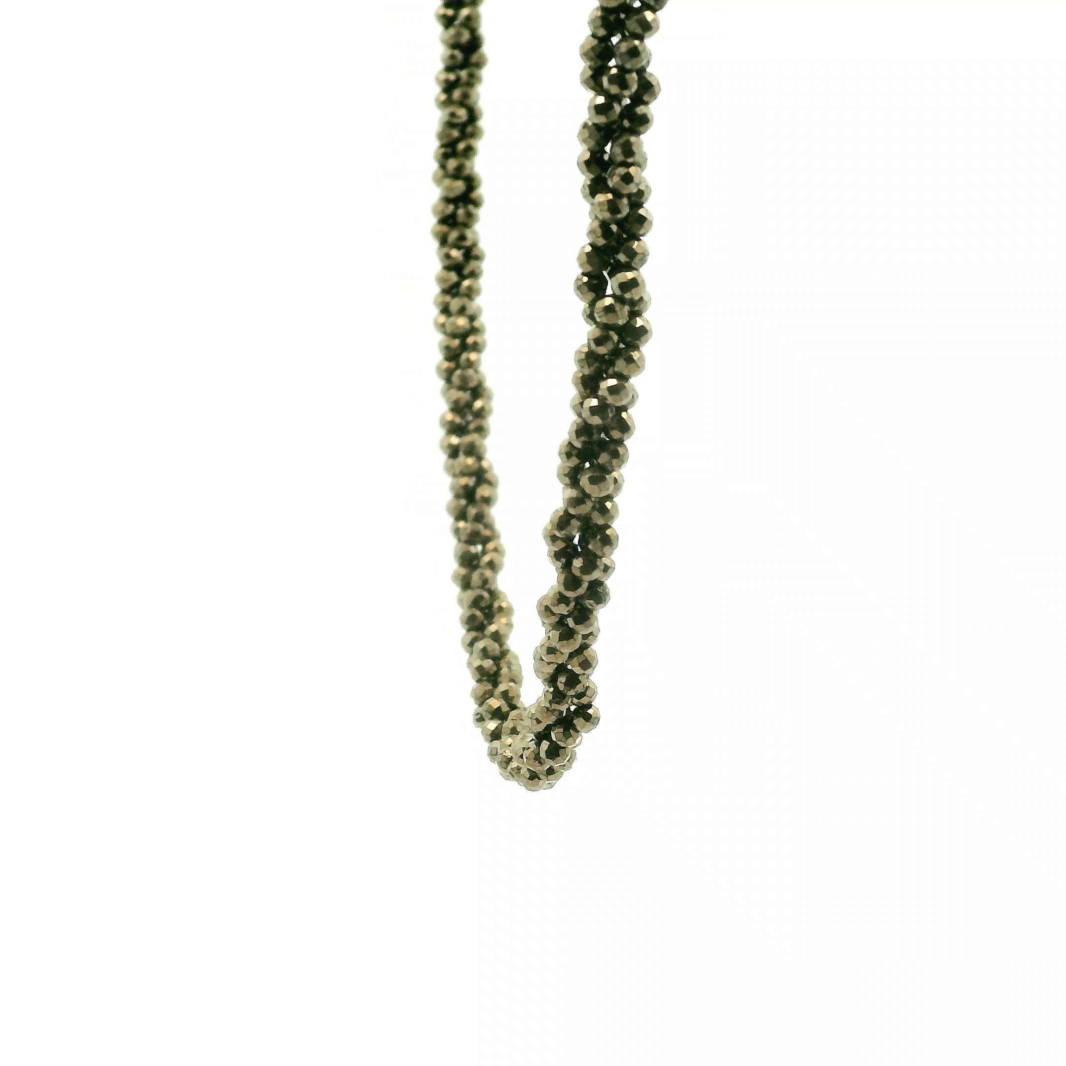 Pyrite Braided Micro Faceted Necklace 925 Silver for Grounding and Confidence