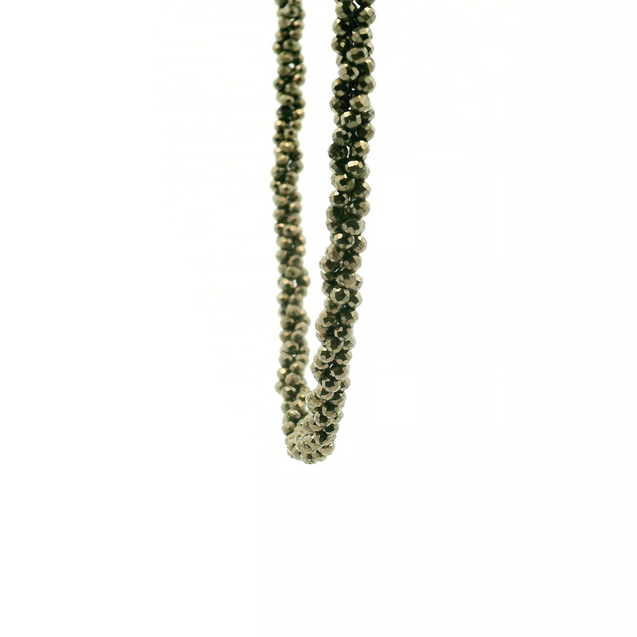 Pyrite Braided Micro Faceted Necklace 925 Silver for Grounding and Confidence