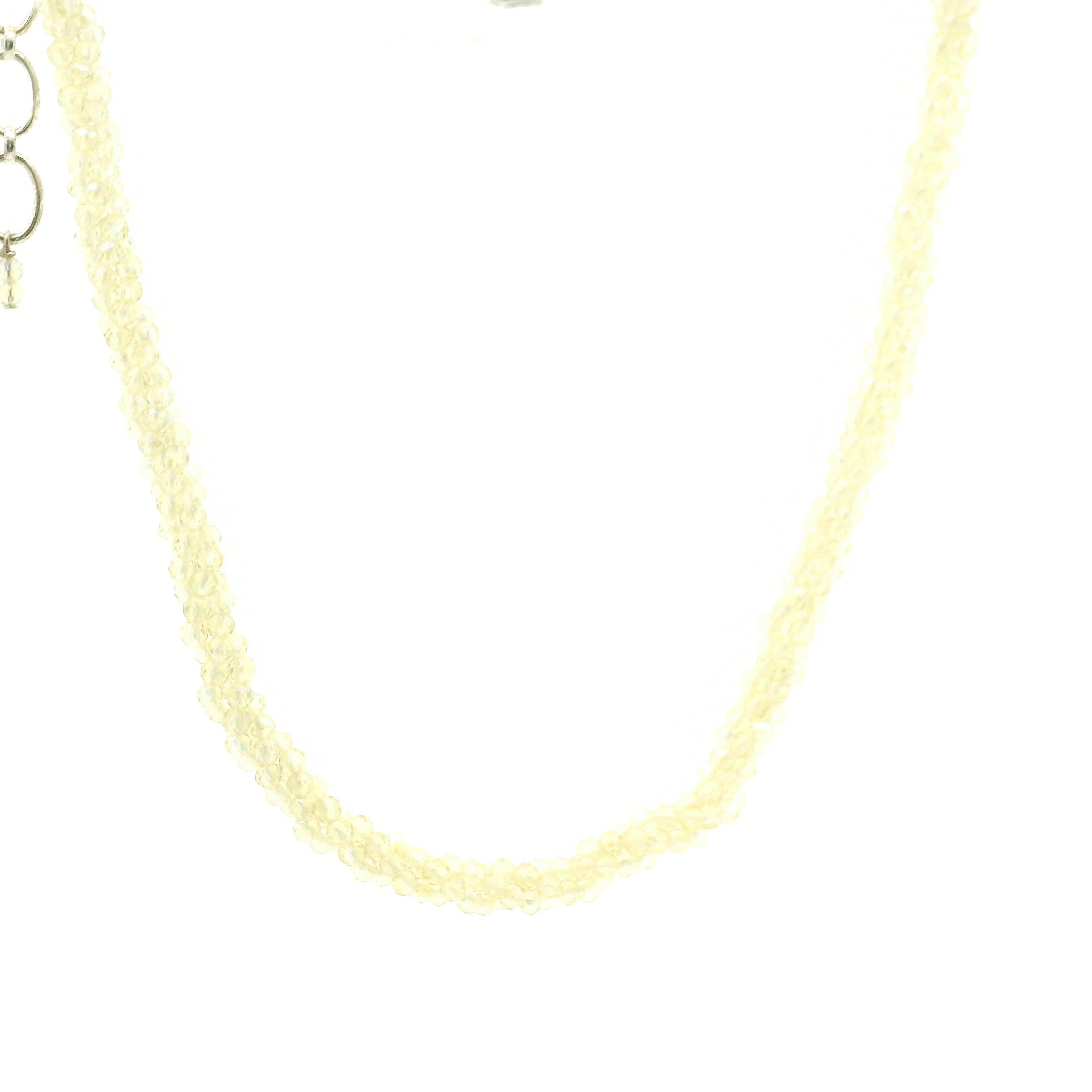 Aura Quartz Braided Micro Faceted Necklace 925 Silver for Connection with Angels and Spirit Guides