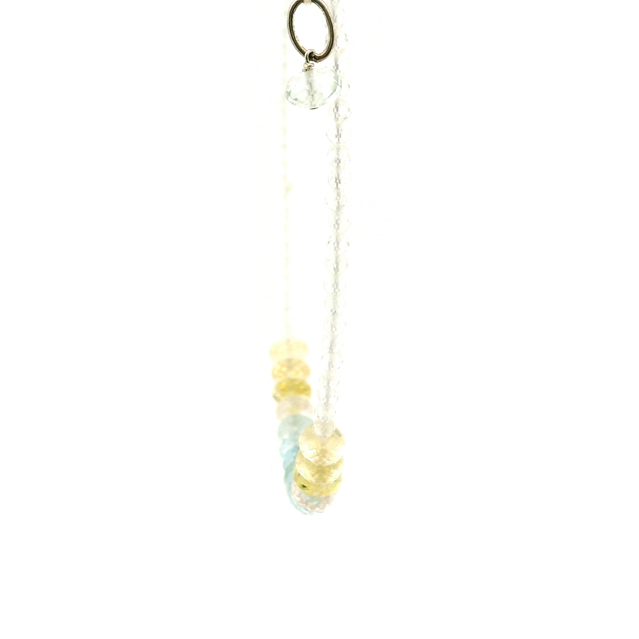 Aquamarine, Morganite & Heliodor Rondelle with White Topaz Micro Faceted Necklace 925 Silver for Joy, Love and Peace