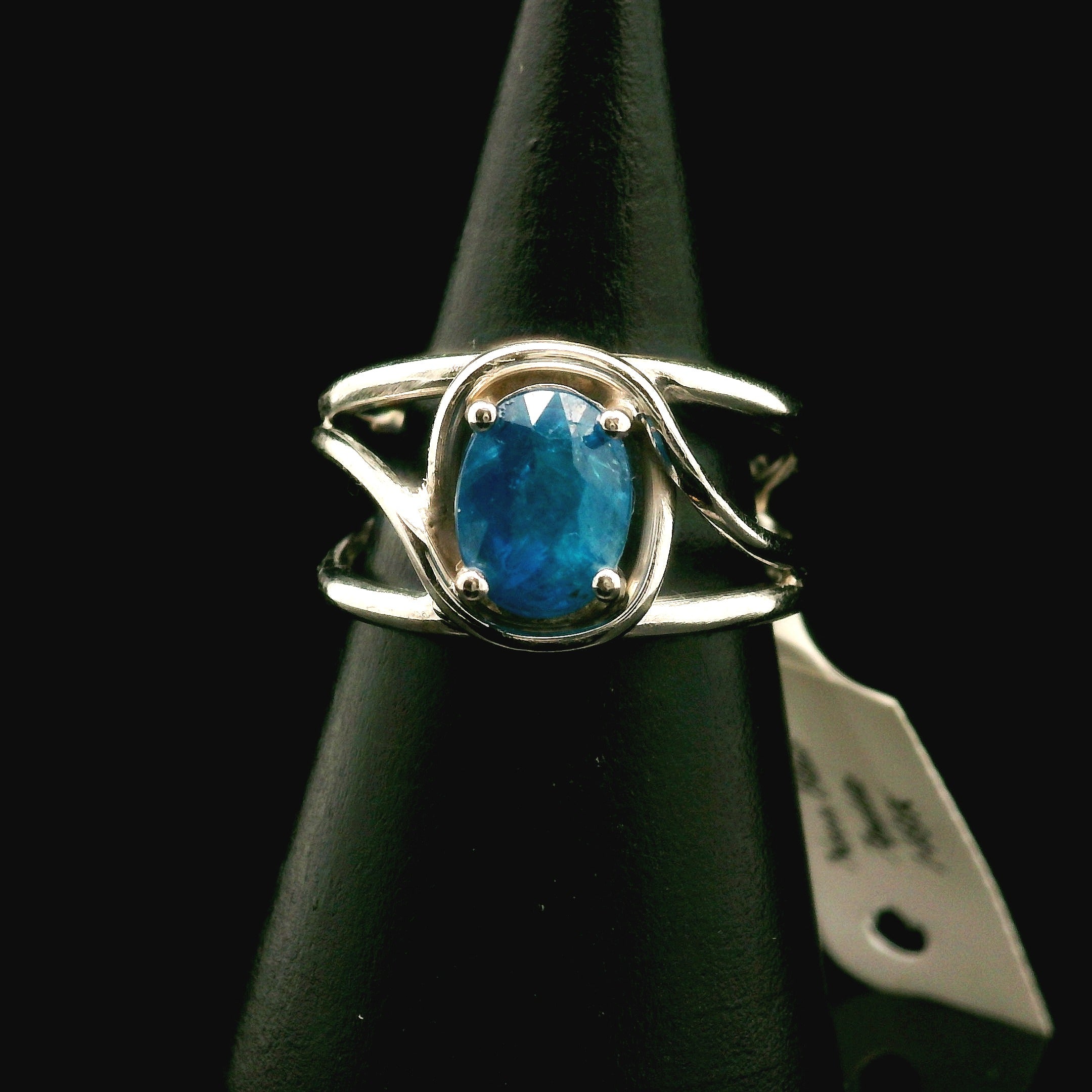 Neon Blue Apatite Midi Cuff Ring .925 Silver for Overall Health and Wellness