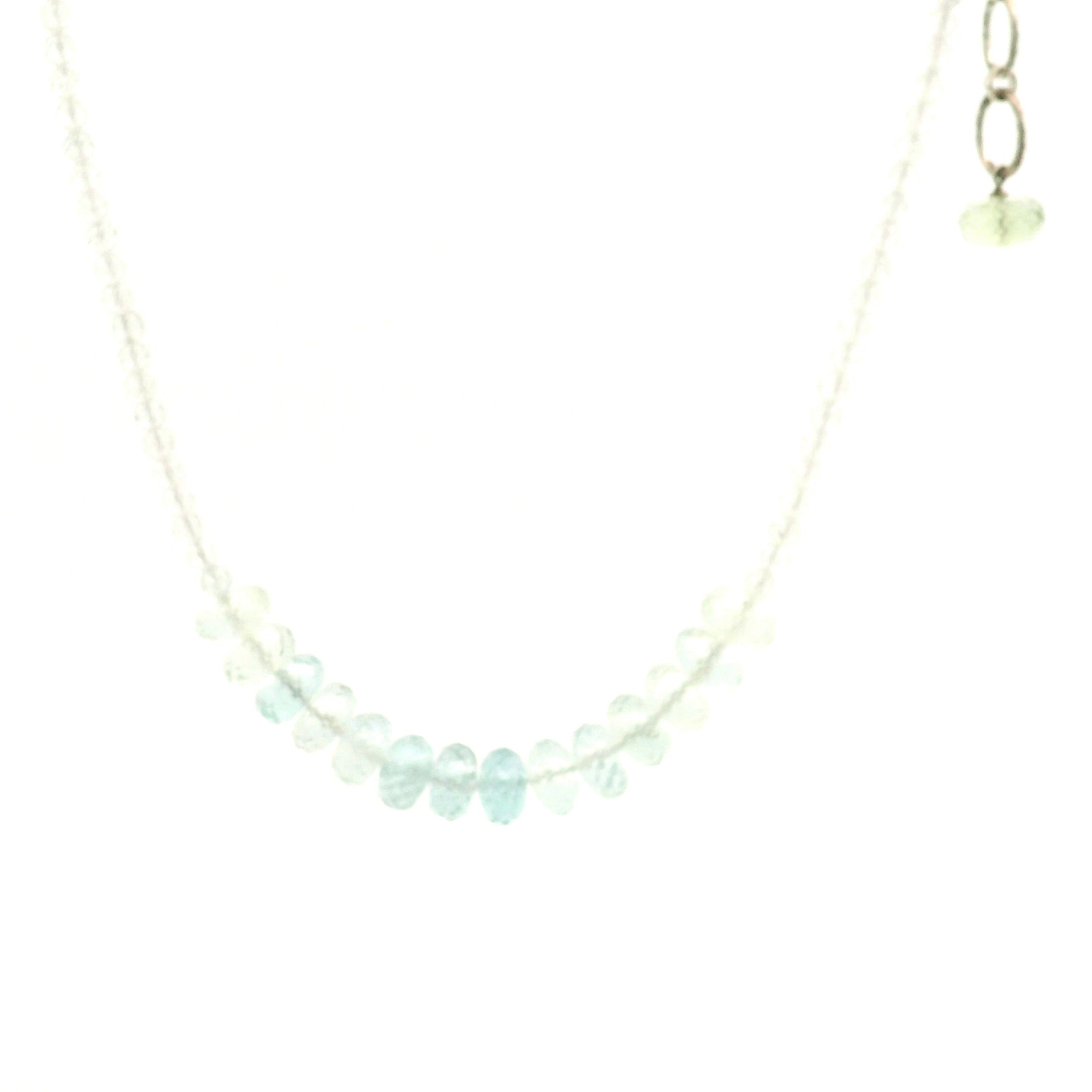 Aquamarine, Morganite & Heliodor Rondelle with White Topaz Micro Faceted Necklace 925 Silver for Joy, Love and Peace