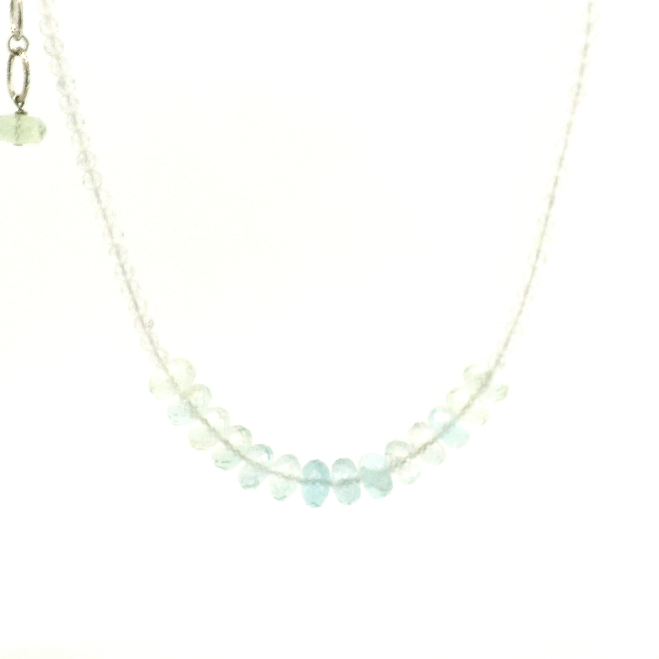Aquamarine, Morganite & Heliodor Rondelle with White Topaz Micro Faceted Necklace 925 Silver for Joy, Love and Peace
