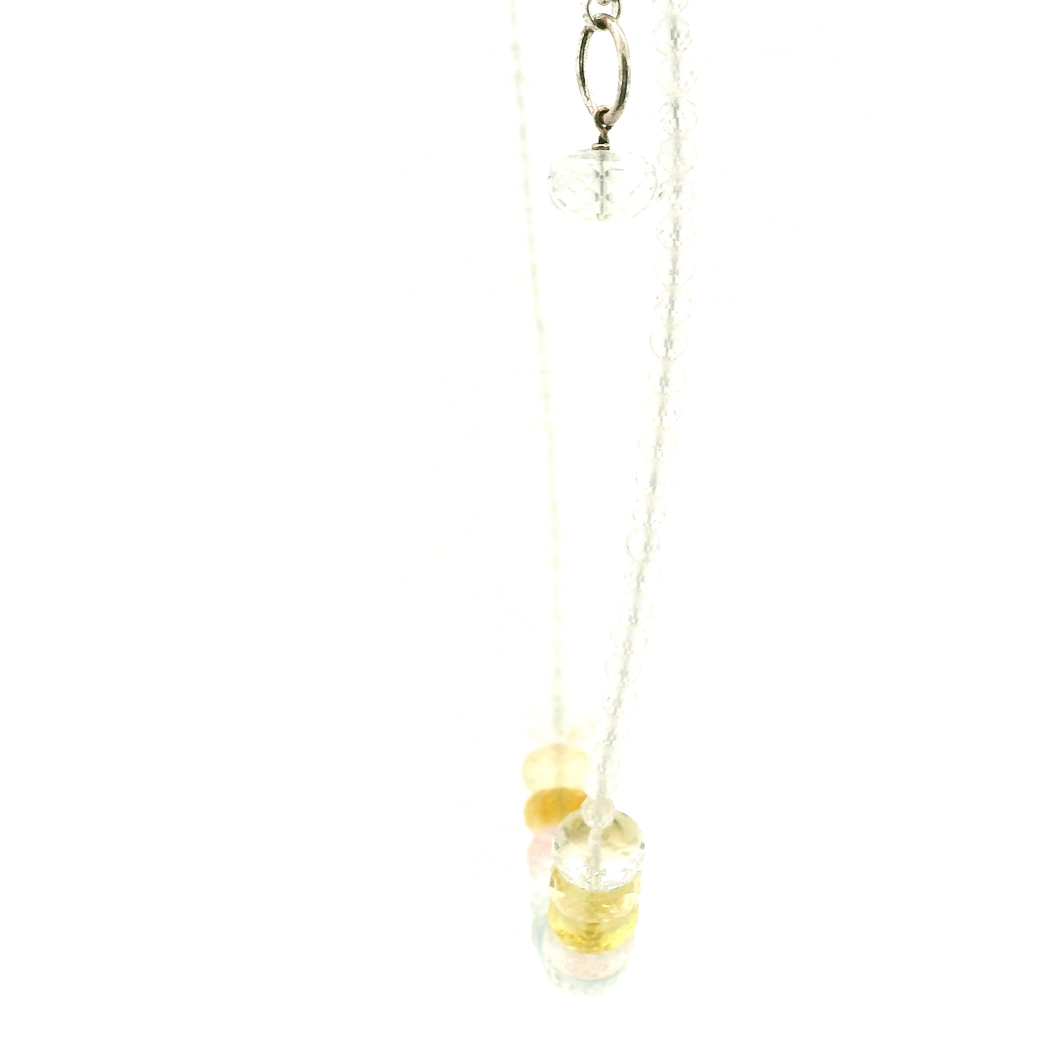 Aquamarine, Morganite & Heliodor Rondelle with White Topaz Micro Faceted Necklace 925 Silver for Joy, Love and Peace