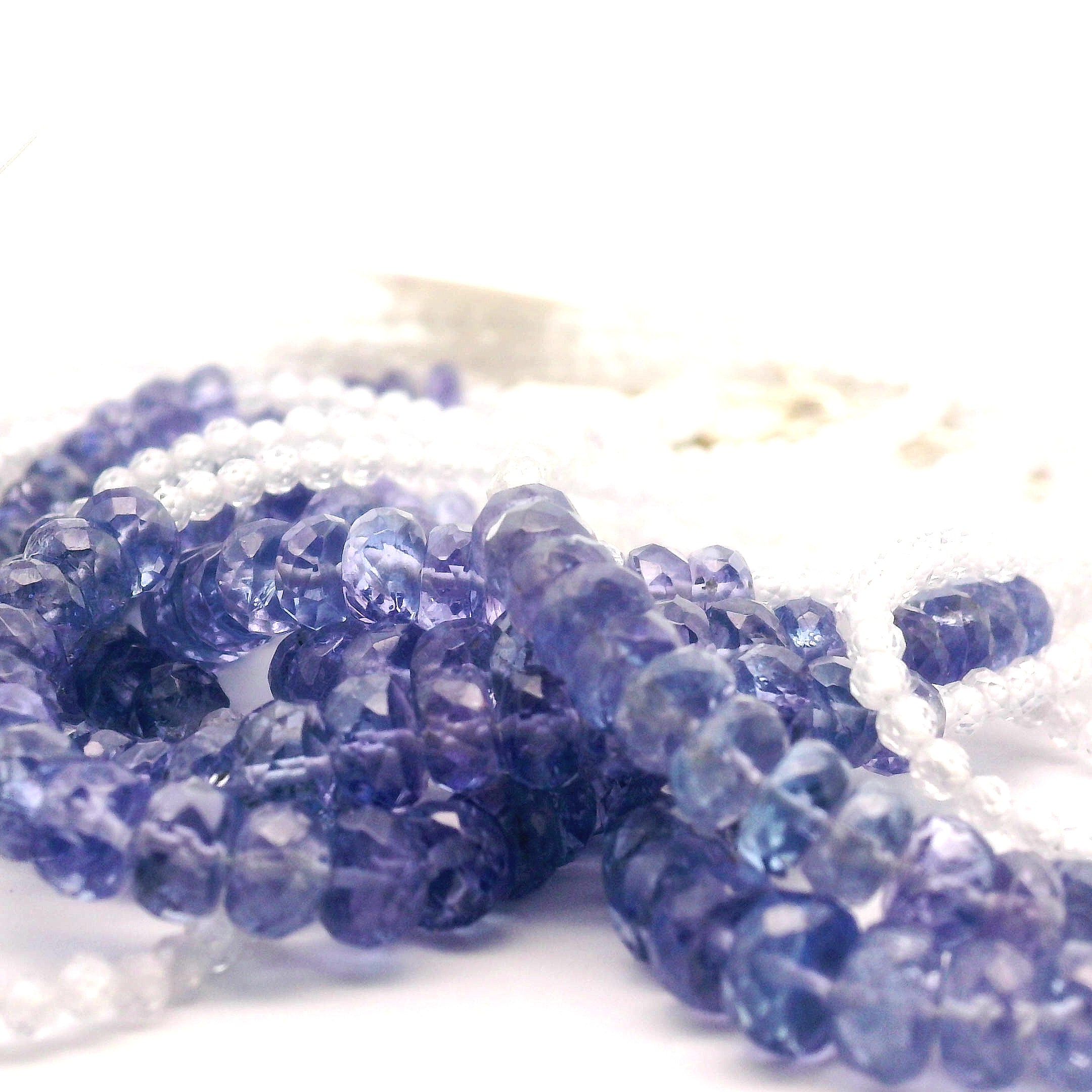 Tanzanite & White Zircon Micro Faceted Necklace 925 Silver for Spiritual Evolution and Divine Awakening