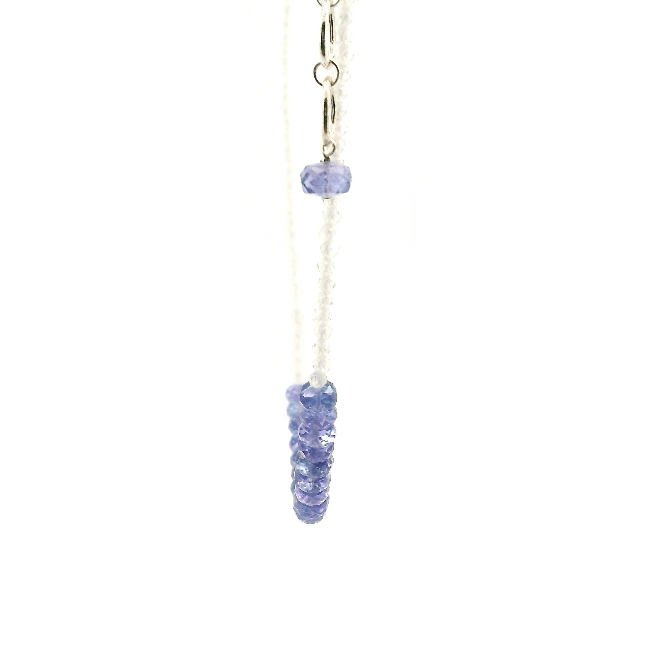 Tanzanite & White Zircon Micro Faceted Necklace 925 Silver for Spiritual Evolution and Divine Awakening