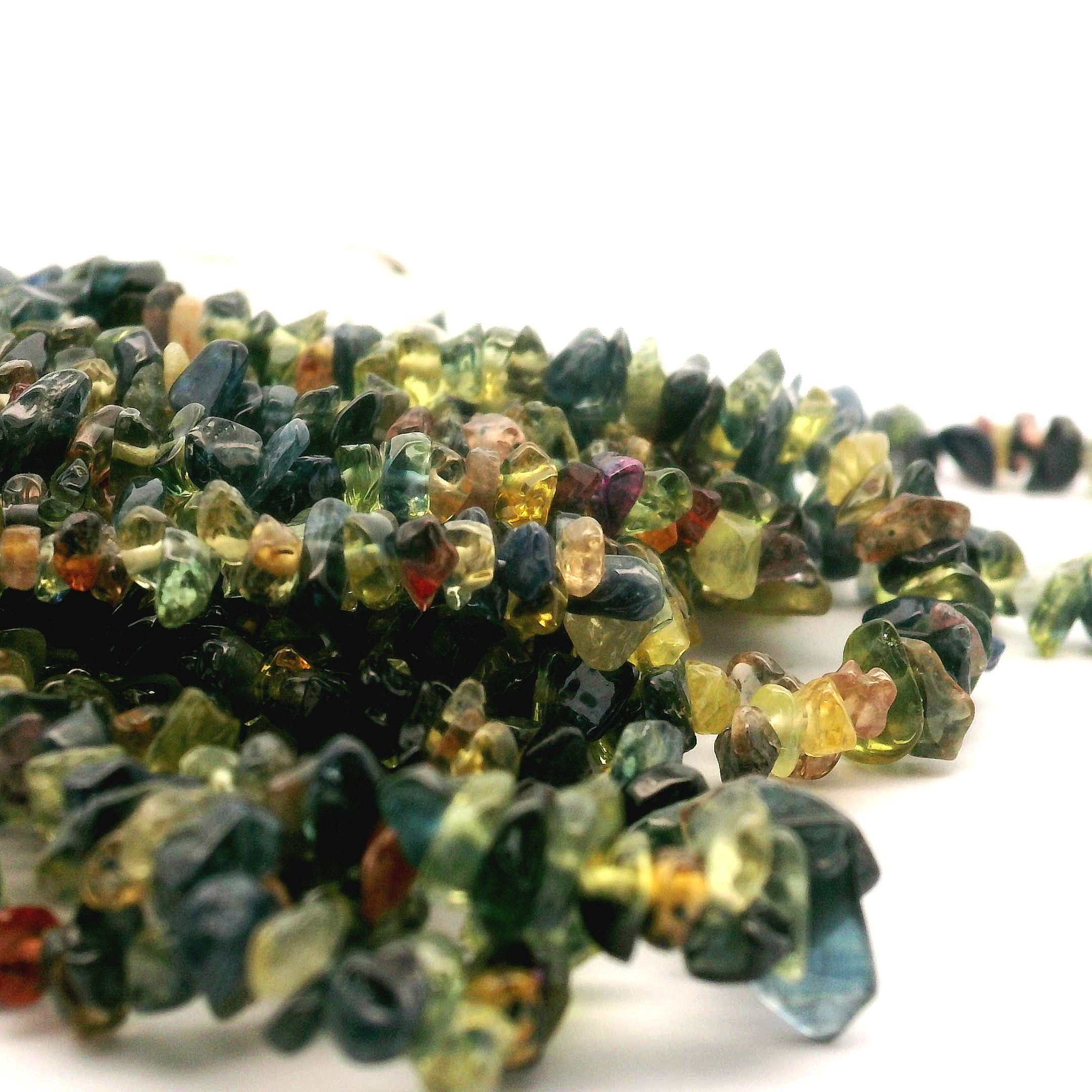 Multi Color Sapphire Chip Necklace 925 Silver for Enhancing Learning, Mental Strength & Supporting Life Force Energy