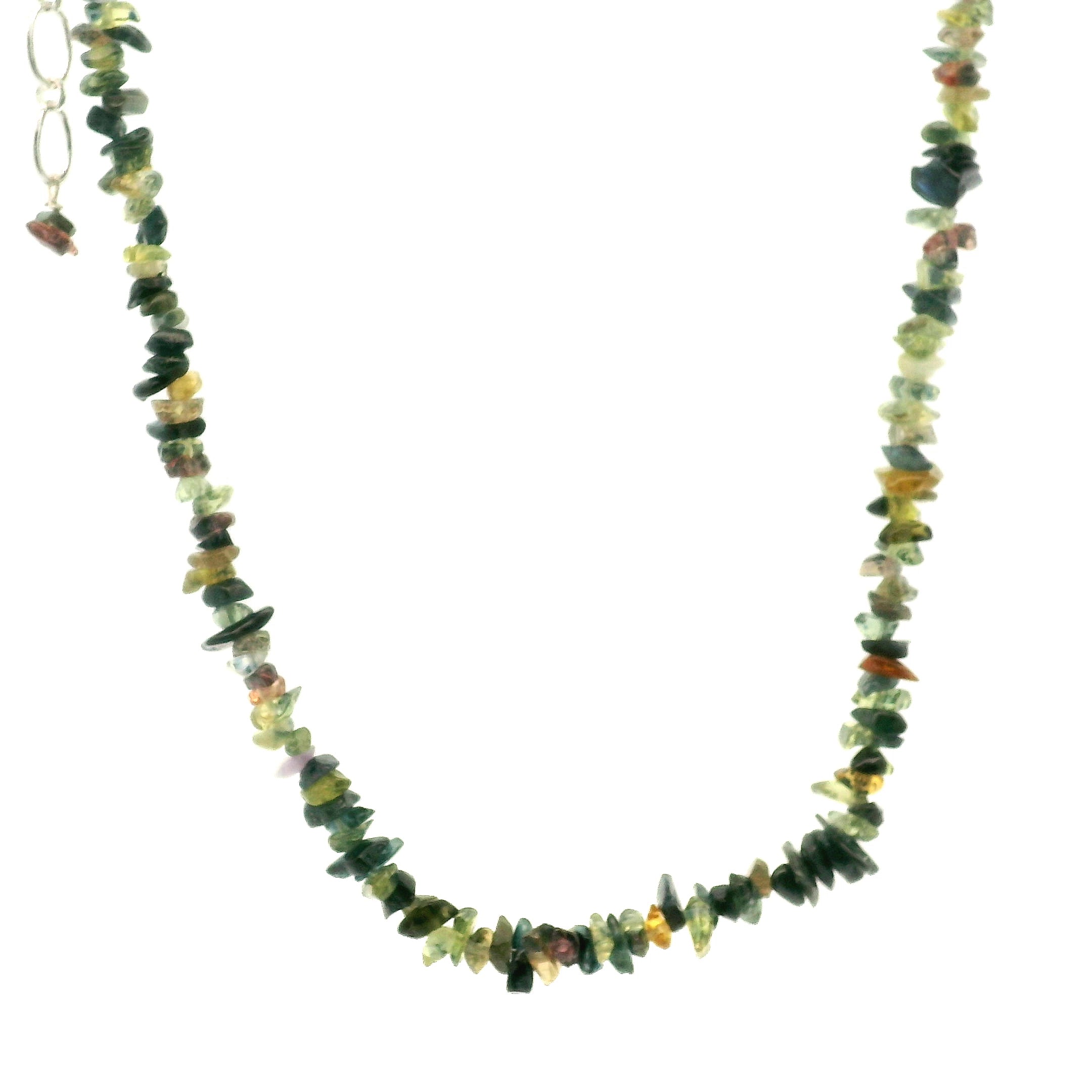 Multi Color Sapphire Chip Necklace 925 Silver for Enhancing Learning, Mental Strength & Supporting Life Force Energy