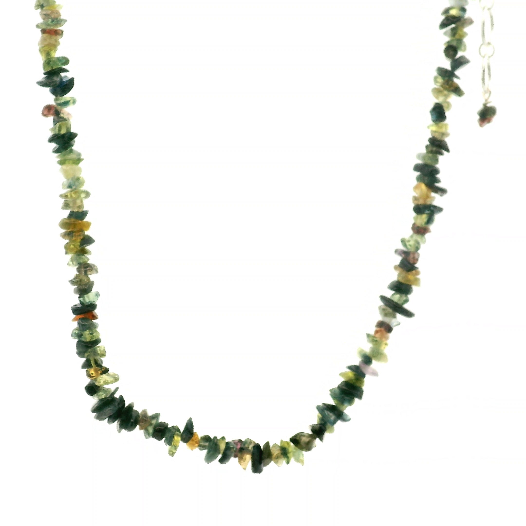 Multi Color Sapphire Chip Necklace 925 Silver for Enhancing Learning, Mental Strength & Supporting Life Force Energy