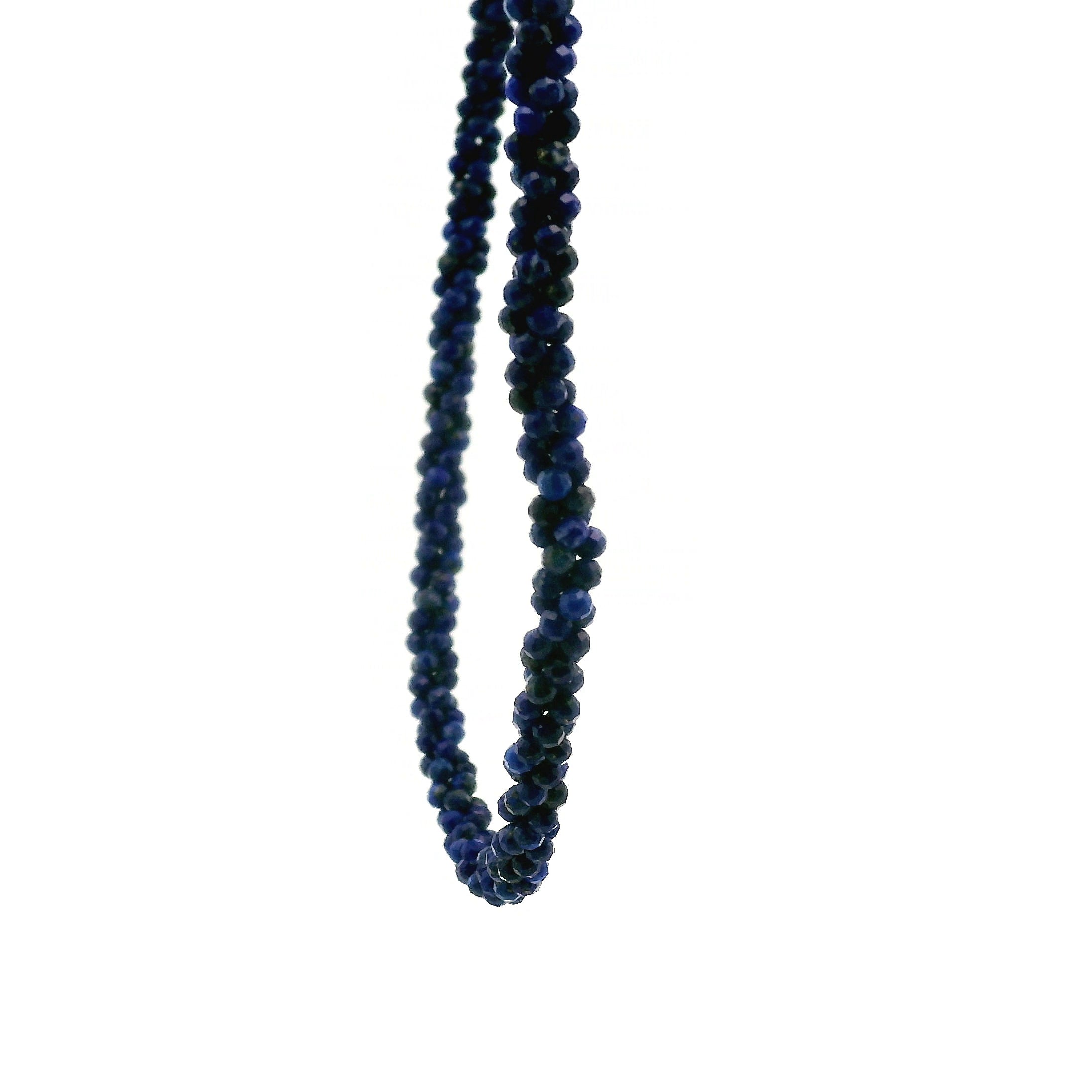 Lapis Lazuli Braided Micro Faceted Necklace 925 Silver for Communication and Spiritual Awakening