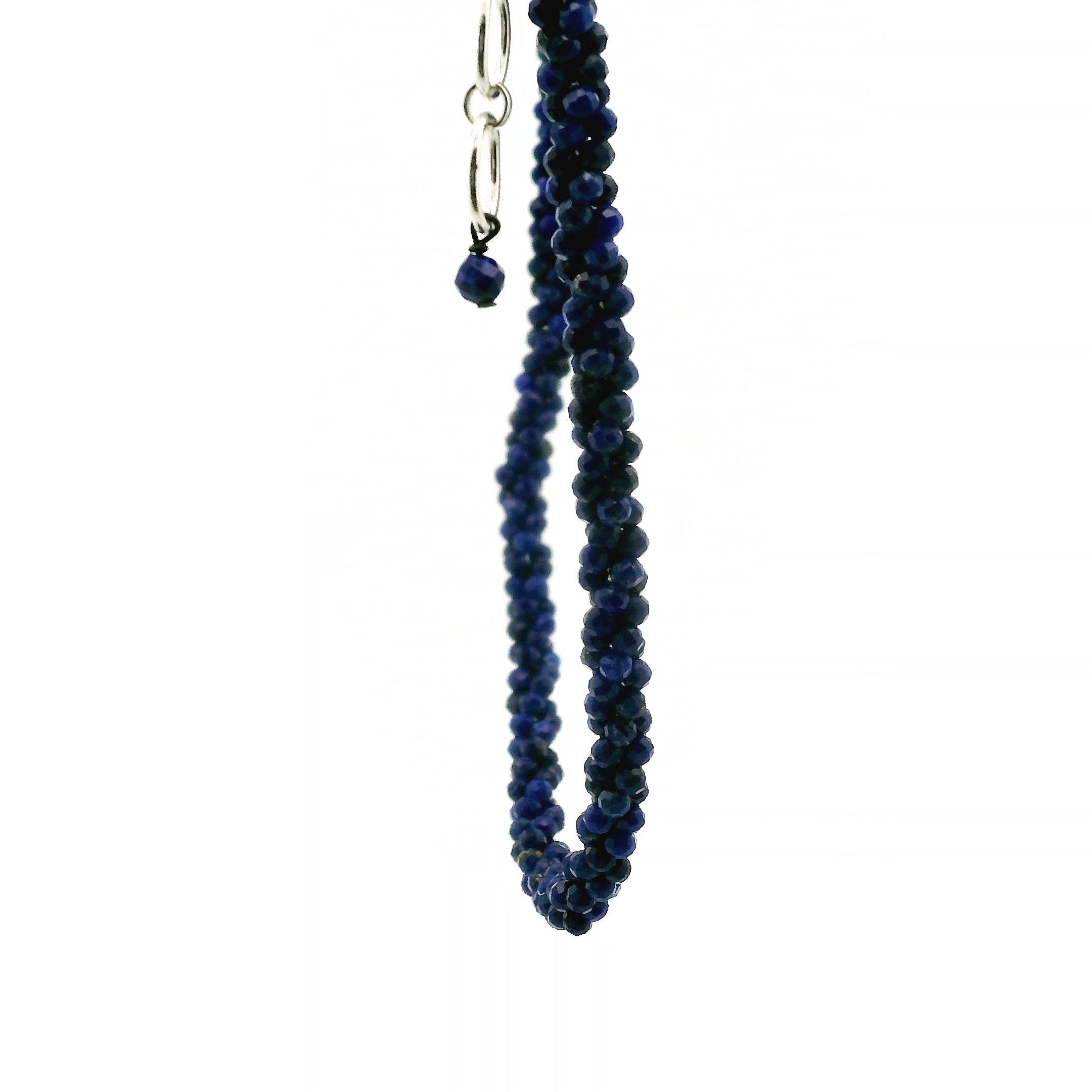 Lapis Lazuli Braided Micro Faceted Necklace 925 Silver for Communication and Spiritual Awakening
