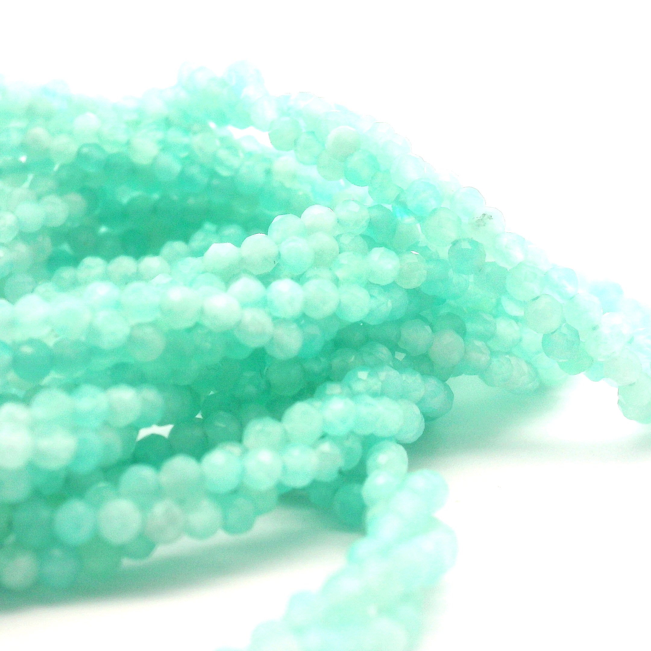Amazonite Braided Micro Faceted Necklace 925 Silver for Peace and Empowerment