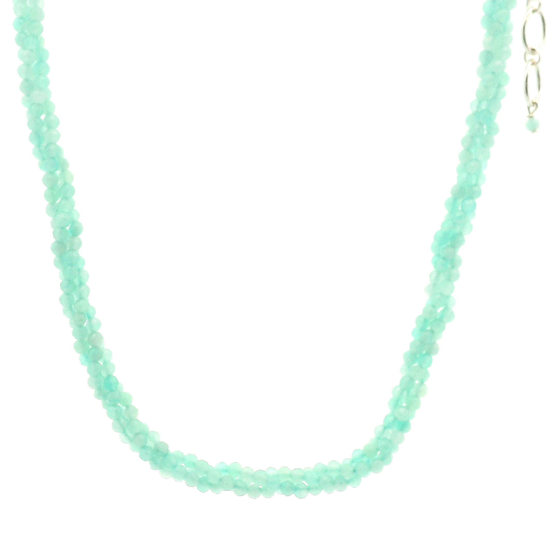 Amazonite Braided Micro Faceted Necklace 925 Silver for Peace and Empowerment