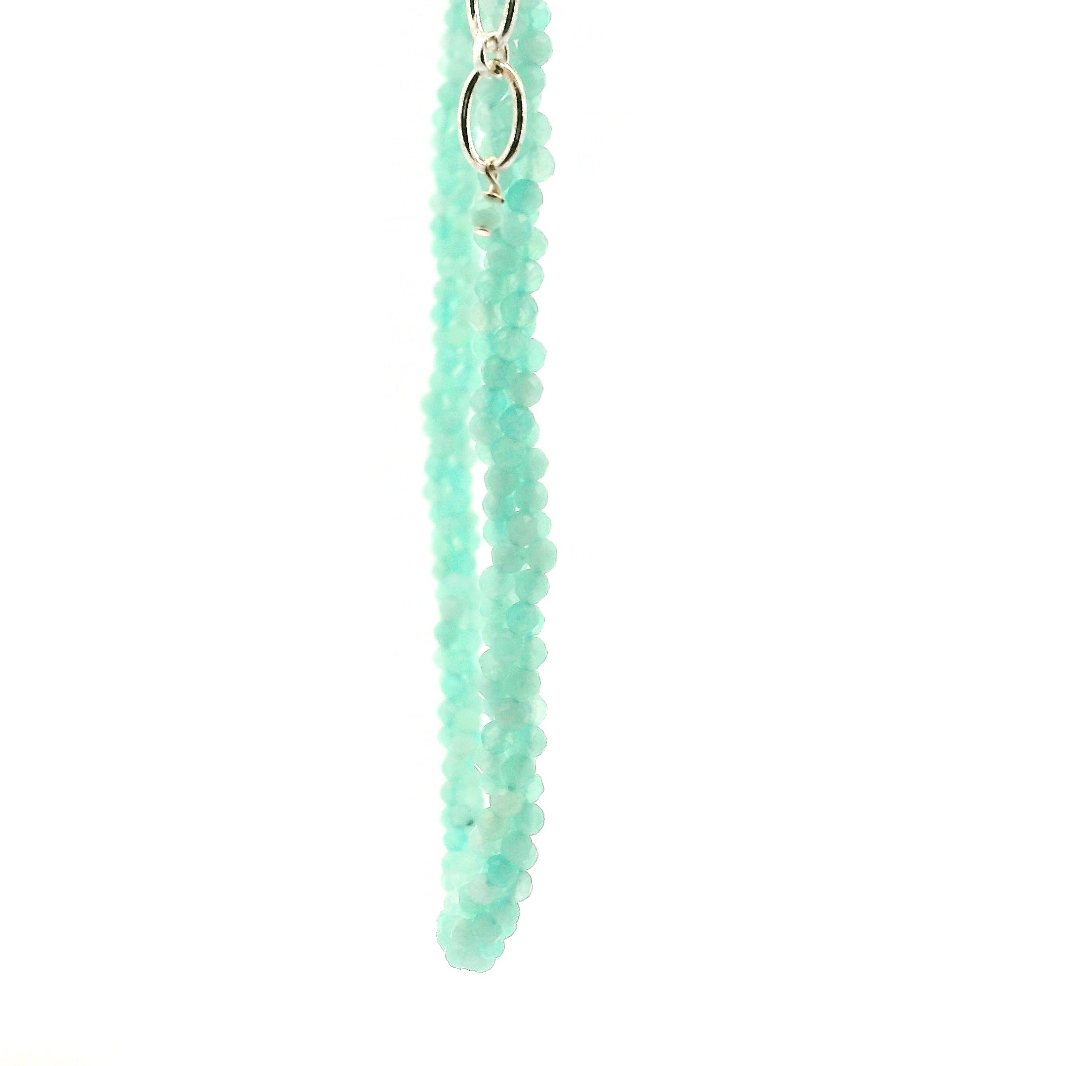 Amazonite Braided Micro Faceted Necklace 925 Silver for Peace and Empowerment
