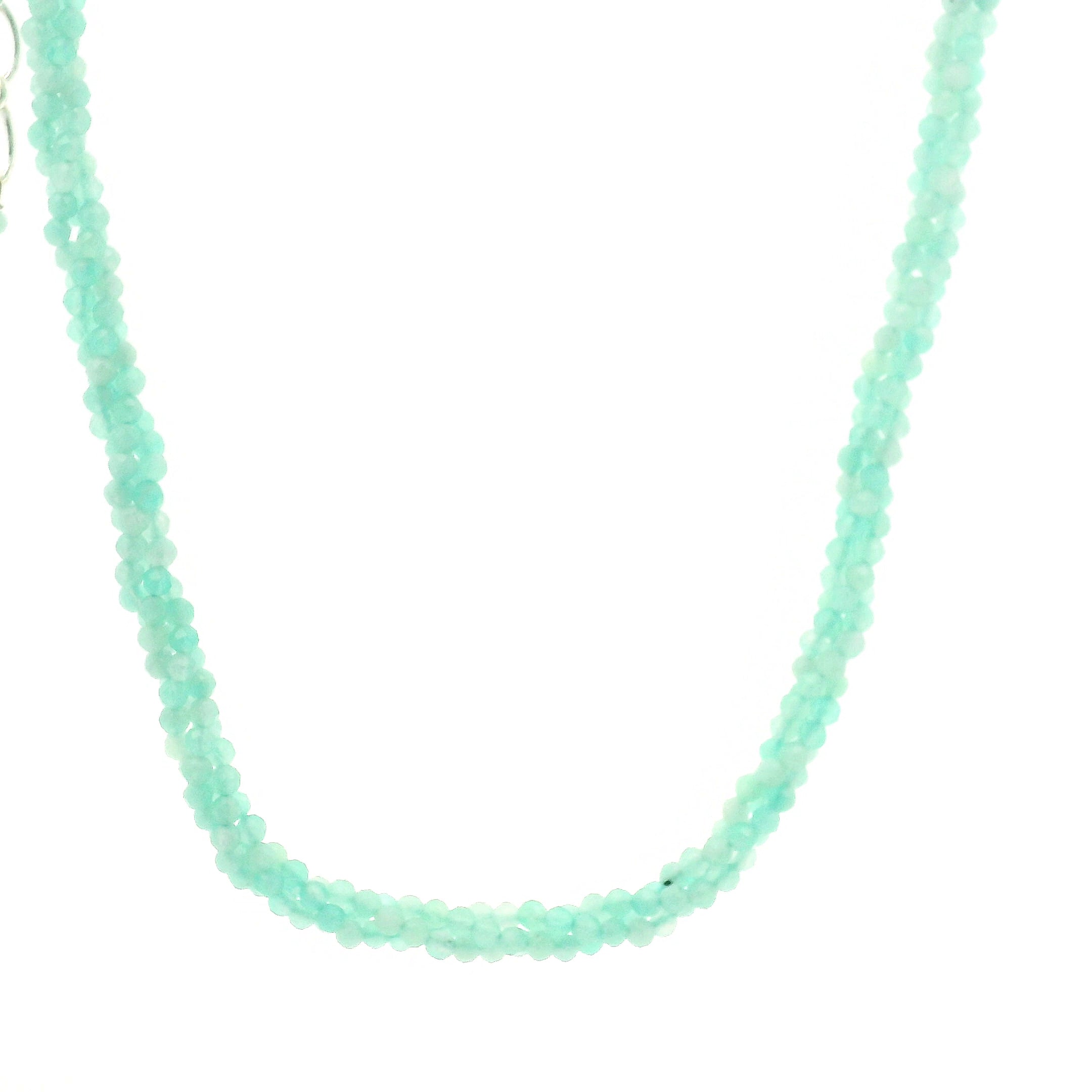 Amazonite Braided Micro Faceted Necklace 925 Silver for Peace and Empowerment
