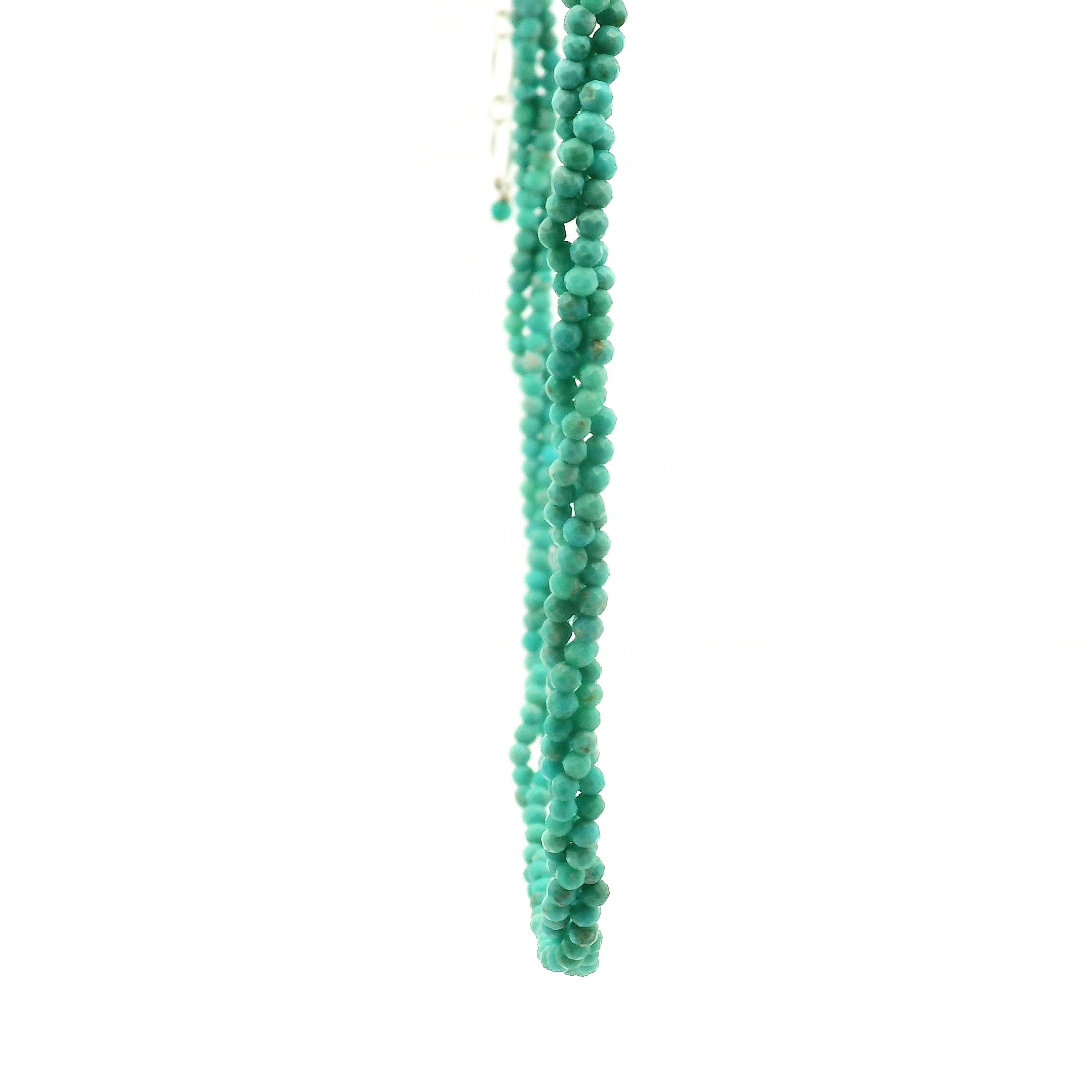 Turquoise Braided Micro Faceted Necklace 925 Silver for Expression and Good Luck