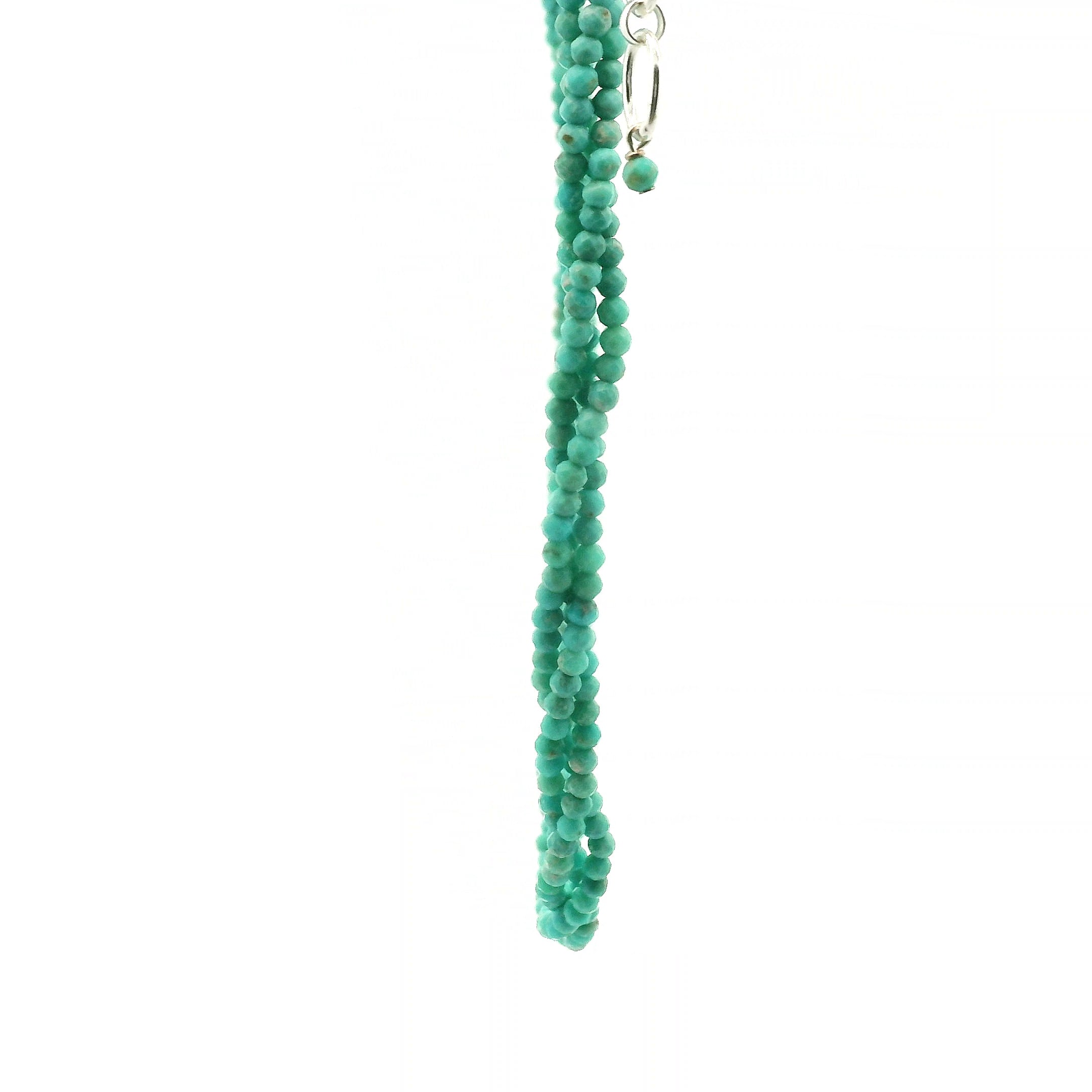 Turquoise Braided Micro Faceted Necklace 925 Silver for Expression and Good Luck