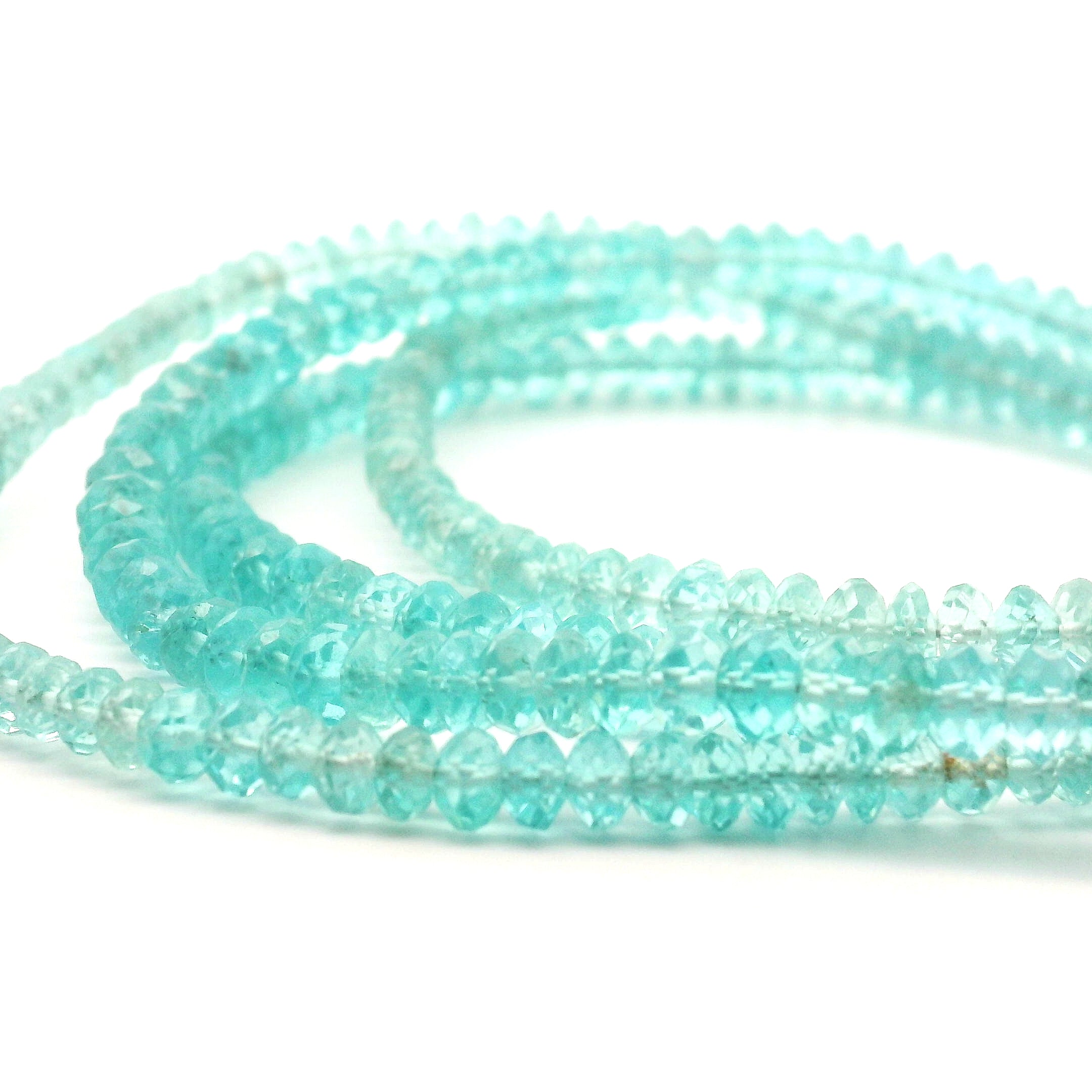 Blue Apatite Faceted Rondelle Necklace 925 Silver for Intuition and Clarity