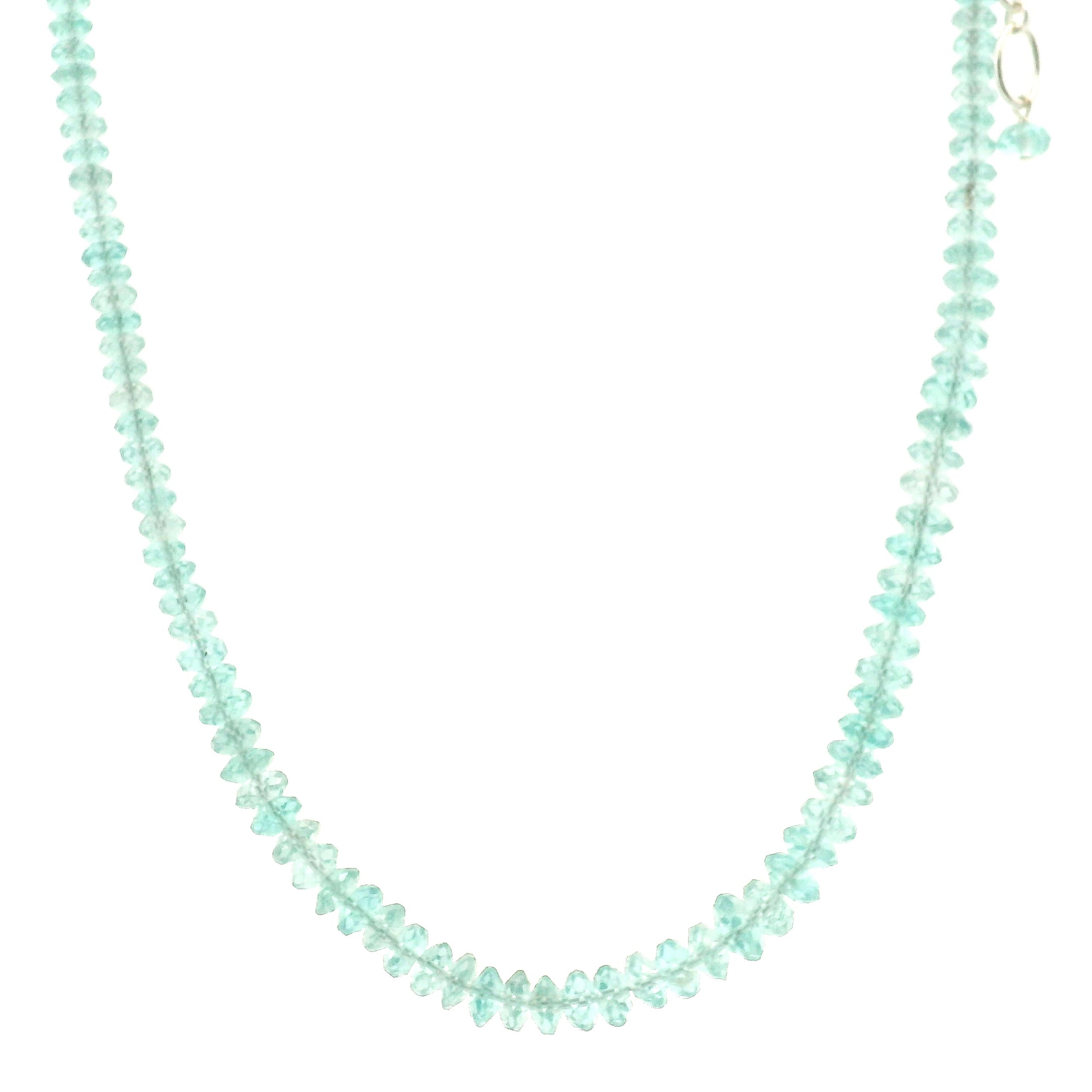 Blue Apatite Faceted Rondelle Necklace 925 Silver for Intuition and Clarity