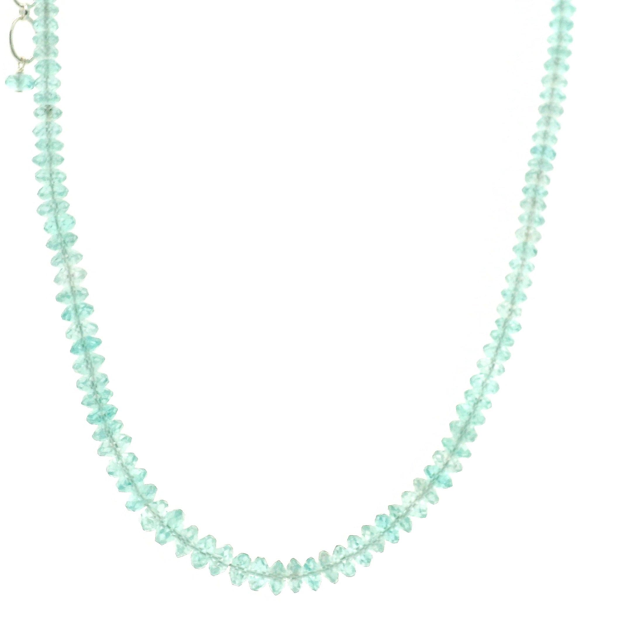 Blue Apatite Faceted Rondelle Necklace 925 Silver for Intuition and Clarity