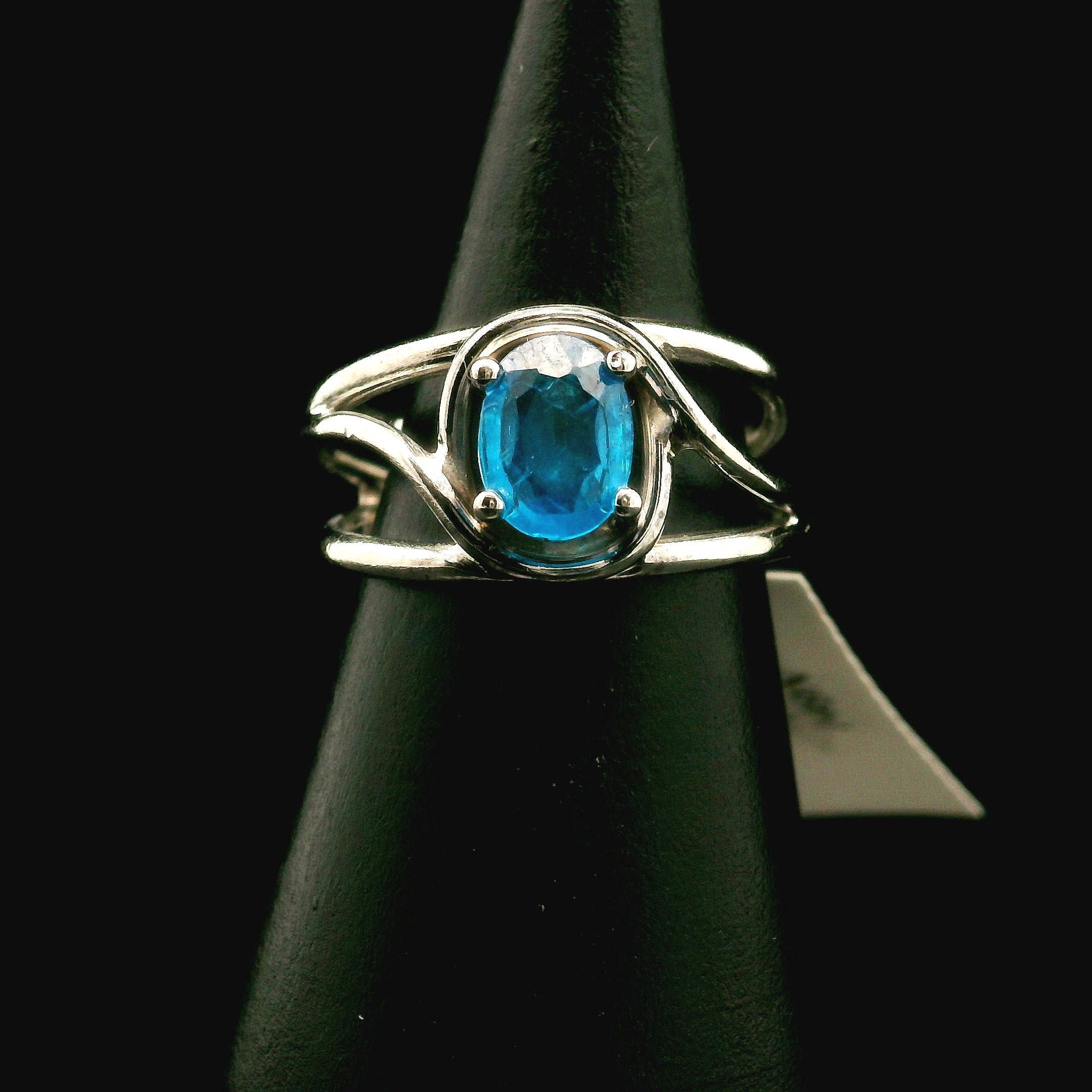Neon Blue Apatite Midi Cuff Ring .925 Silver for Overall Health and Wellness