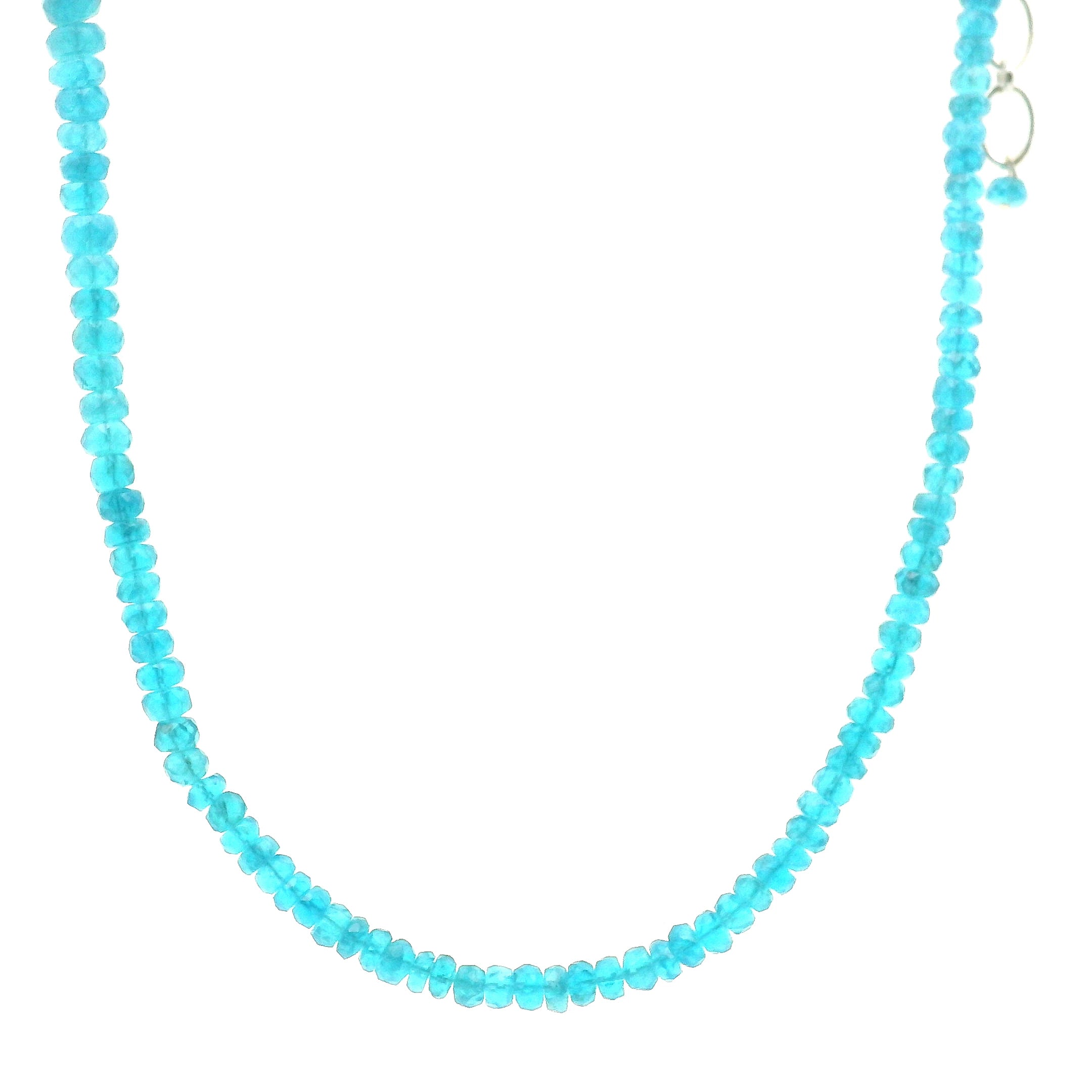 Blue Apatite Faceted Rondelle Necklace 925 Silver for Intuition and Clarity
