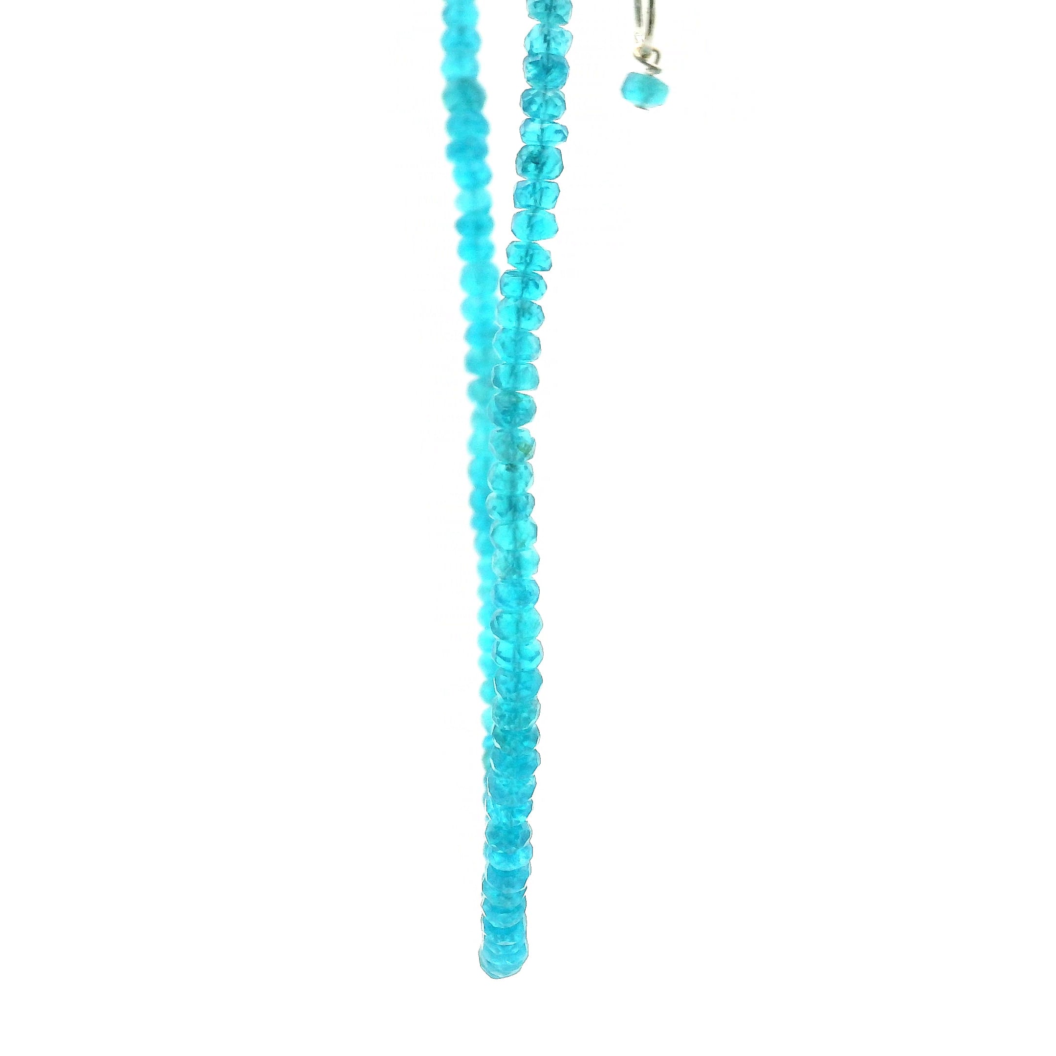 Blue Apatite Faceted Rondelle Necklace 925 Silver for Intuition and Clarity