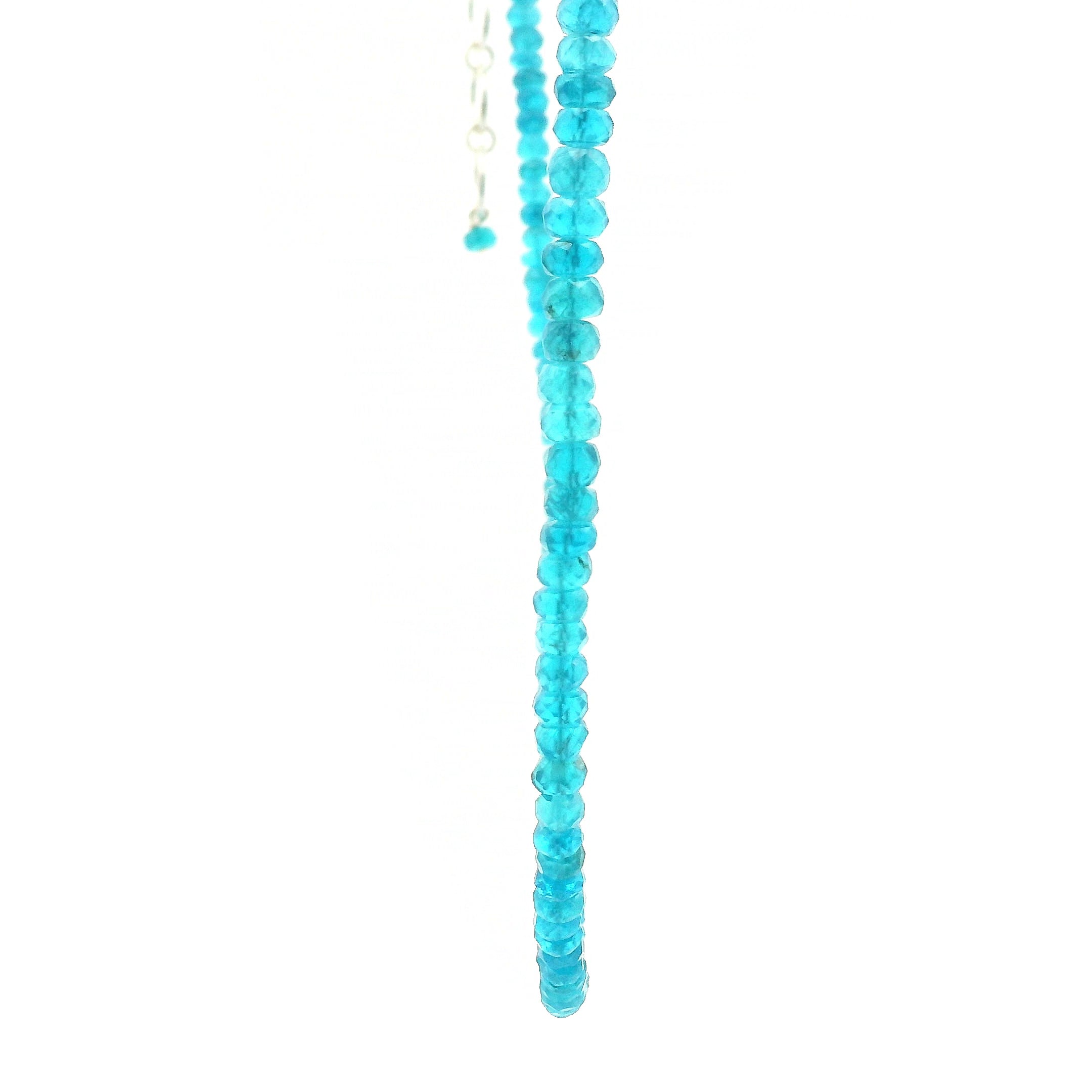 Blue Apatite Faceted Rondelle Necklace 925 Silver for Intuition and Clarity