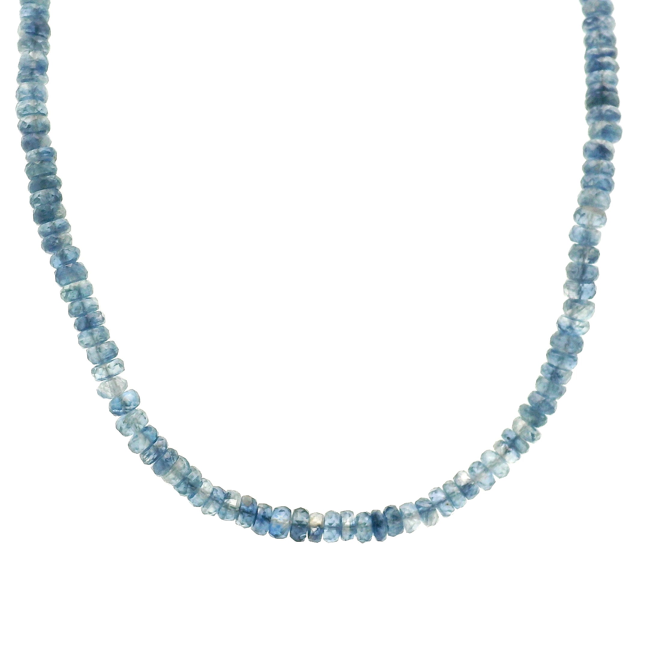 Kyanite Faceted Rondelle Necklace 925 Silver for Meditation and Energy Cleansing